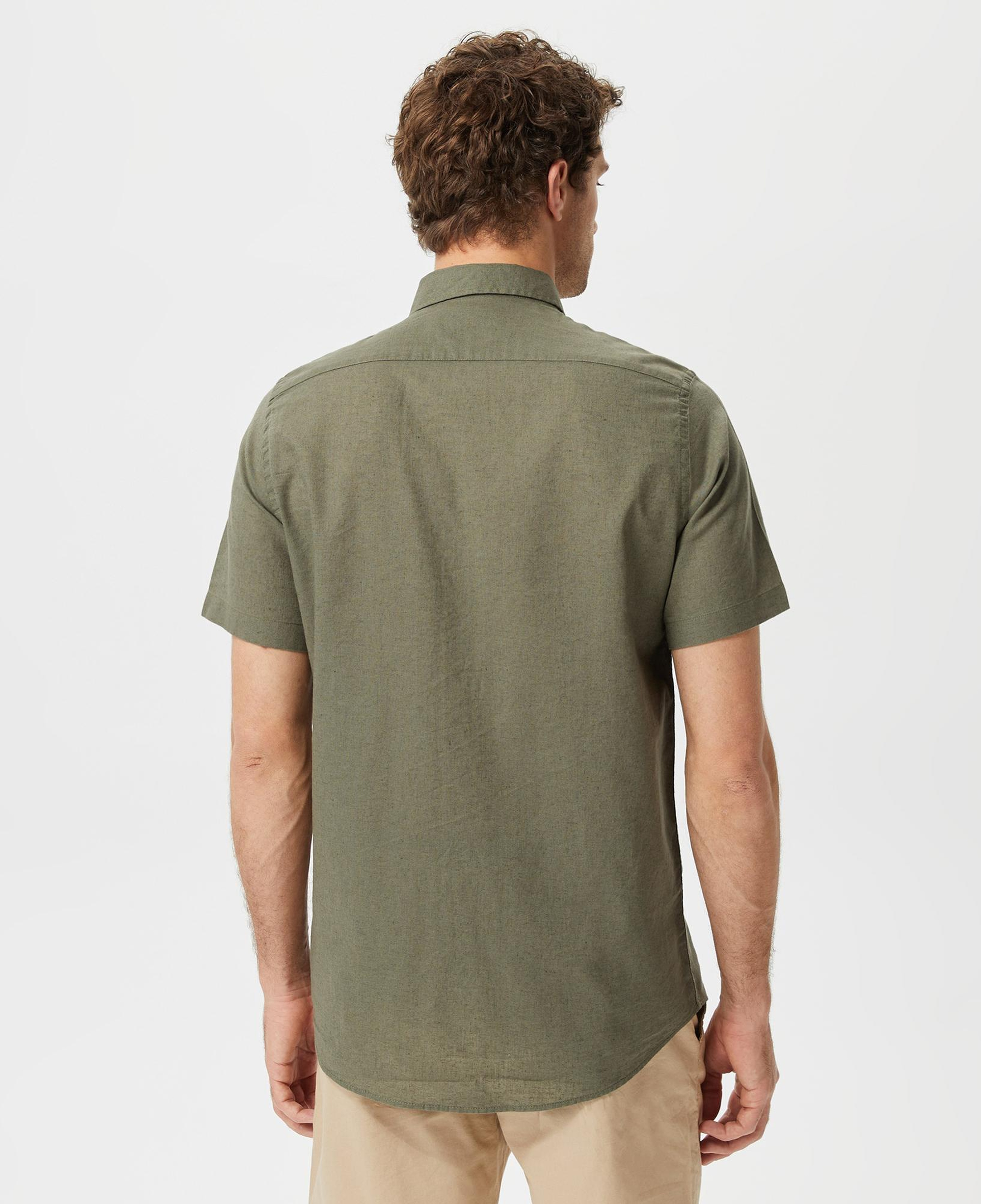 Nautica Erkek Yeşil Classic Fit Kısa Kollu Keten Gömlek