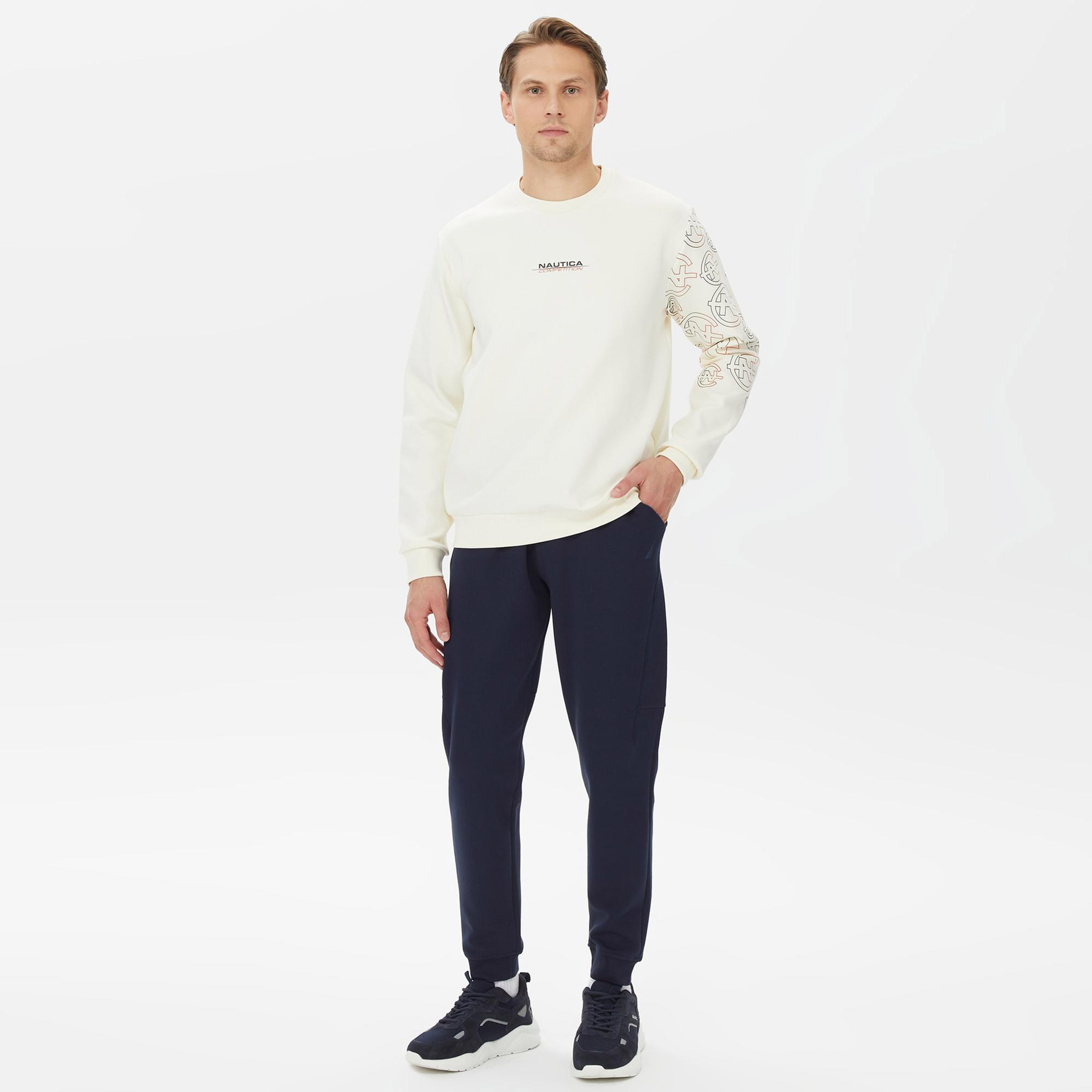 Nautica Erkek Beyaz Standart Fit Sweatshirt