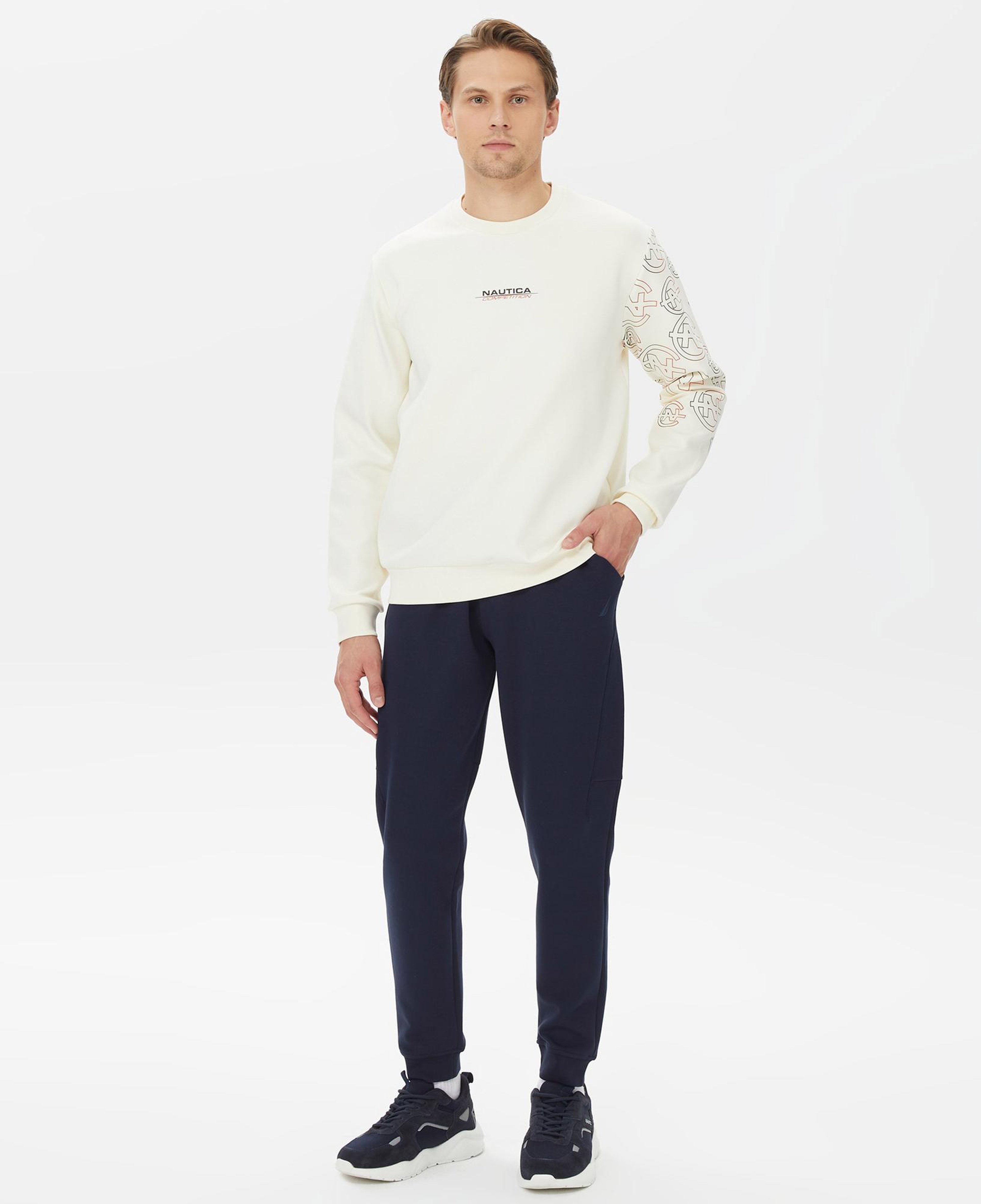 Nautica Erkek Beyaz Standart Fit Sweatshirt