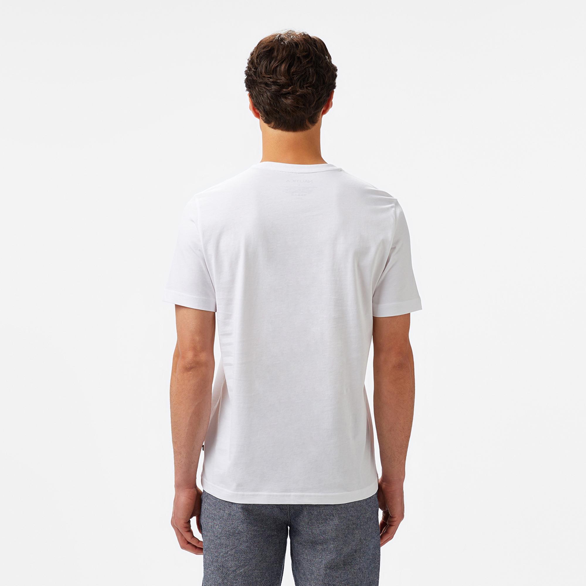Nautica Erkek Beyaz Regular Fit Baskılı T-Shirt