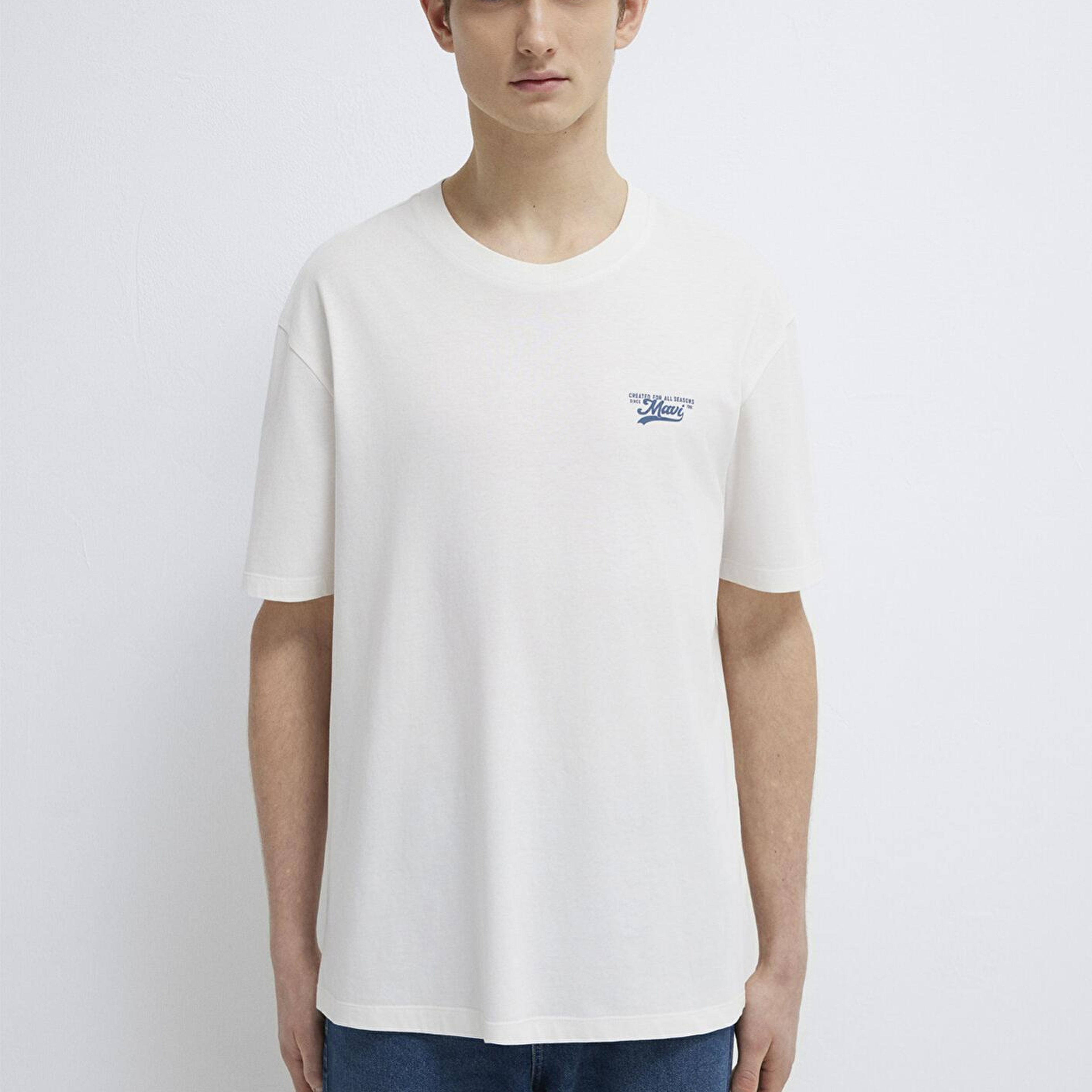 Mavi Mavi Baskılı Ekru Tişört Loose Fit / Bol Rahat Kesim 0612840-70057