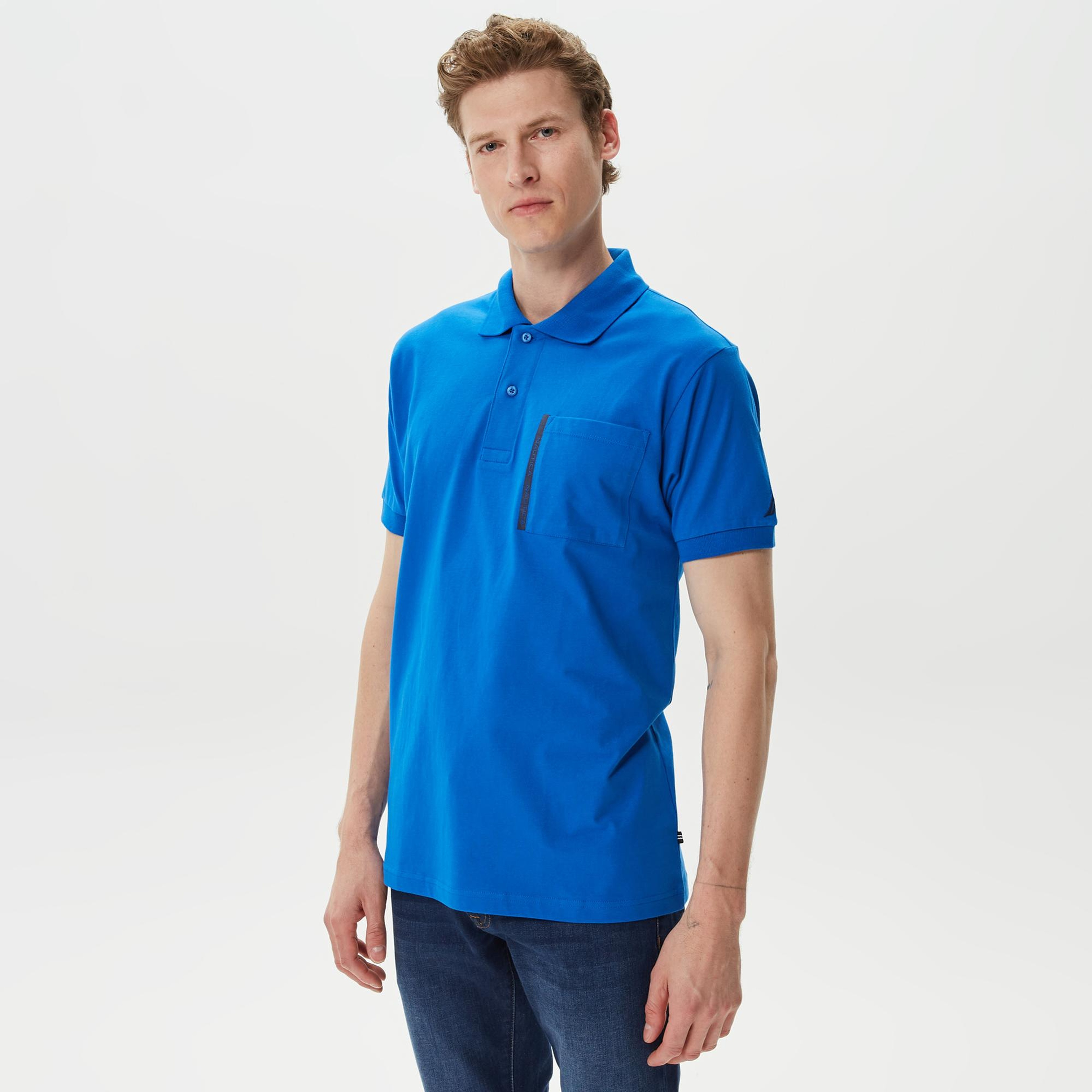 Nautica Erkek Mavi Classic Fit Kısa Kollu Polo Yaka T-Shirt