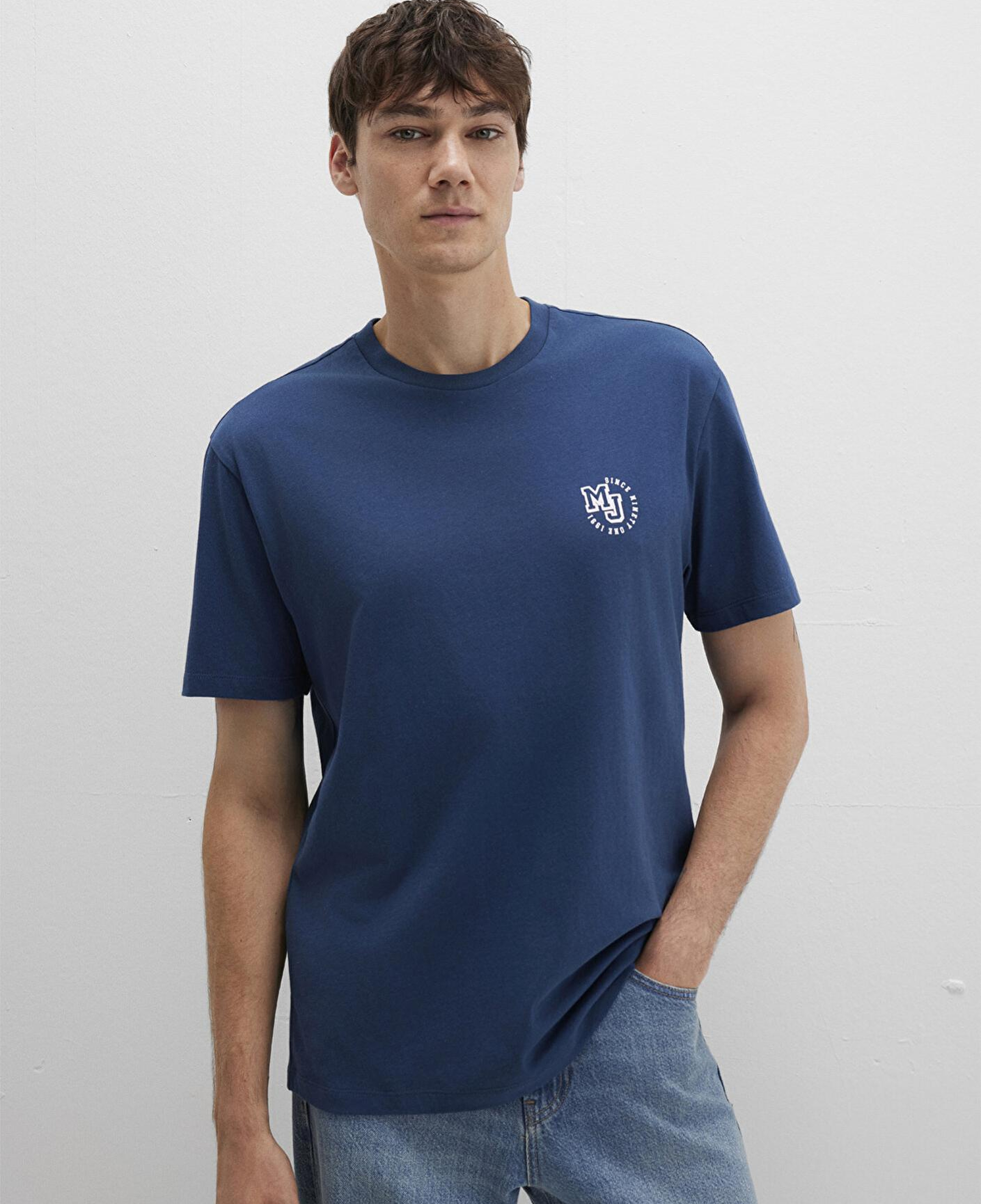 Mavi MJ Logo Baskılı Mavi Tişört Loose Fit / Bol Rahat Kesim 0612839-89287