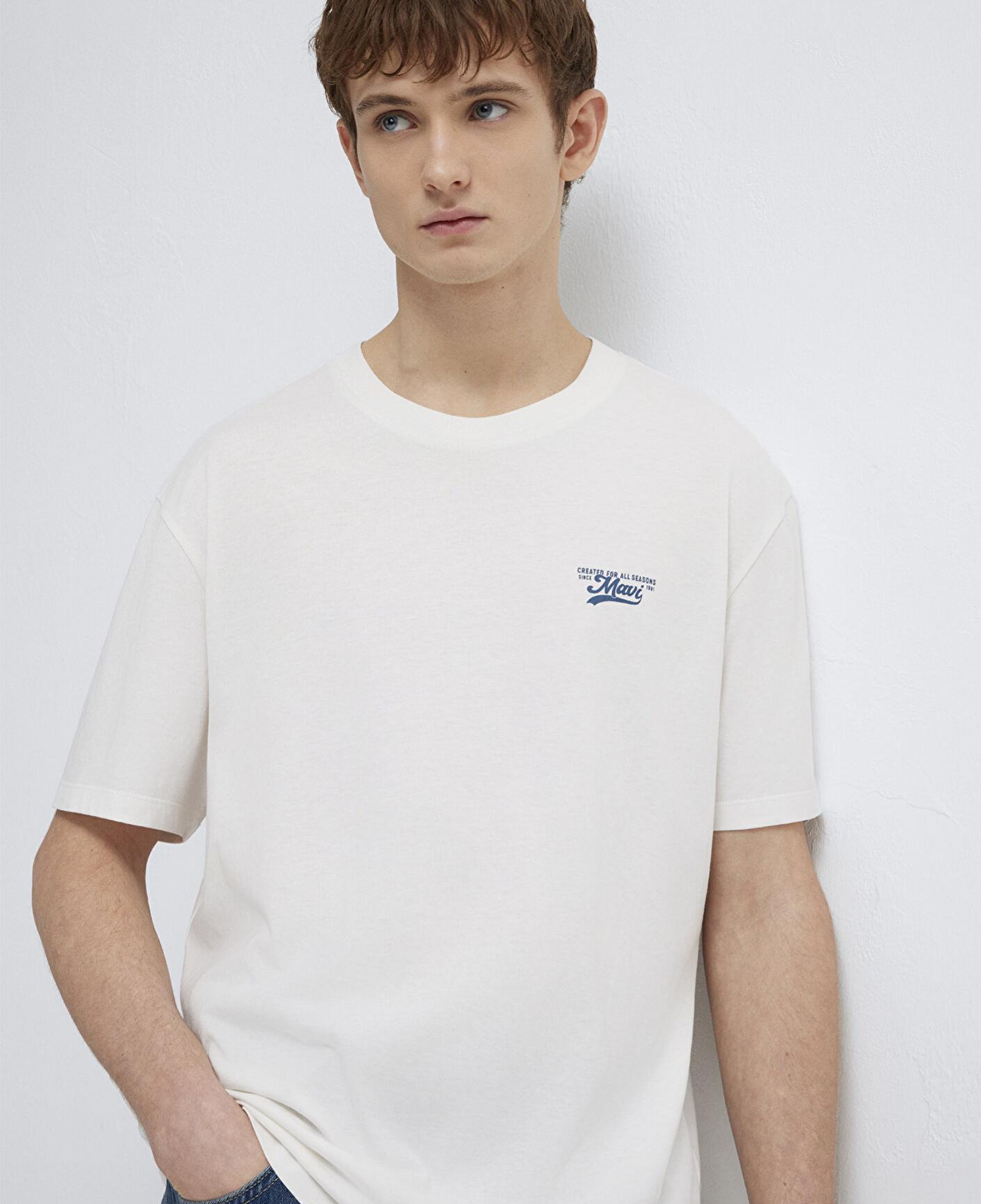 Mavi Mavi Baskılı Ekru Tişört Loose Fit / Bol Rahat Kesim 0612840-70057