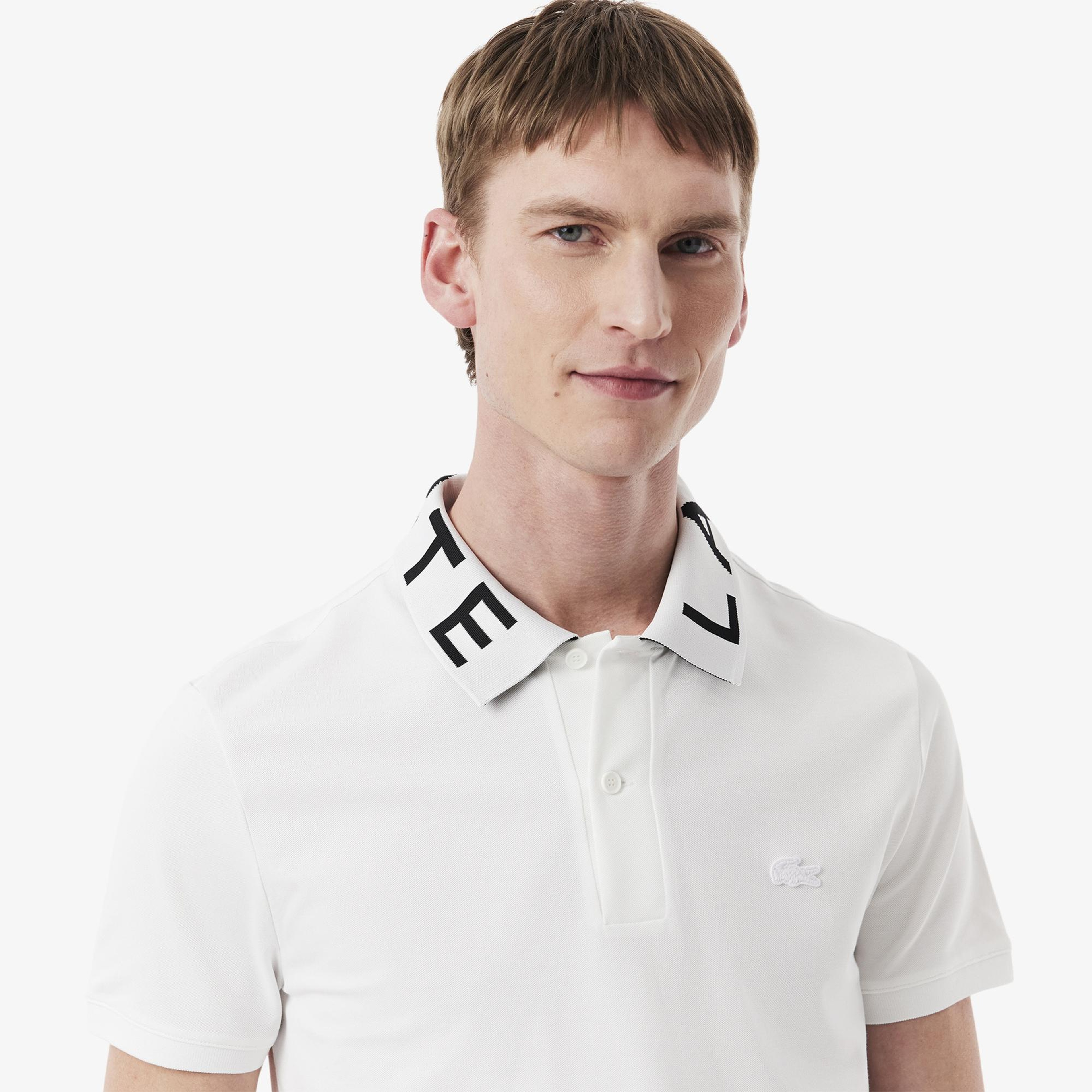 Lacoste Erkek Slim Fit Baskılı Beyaz Polo