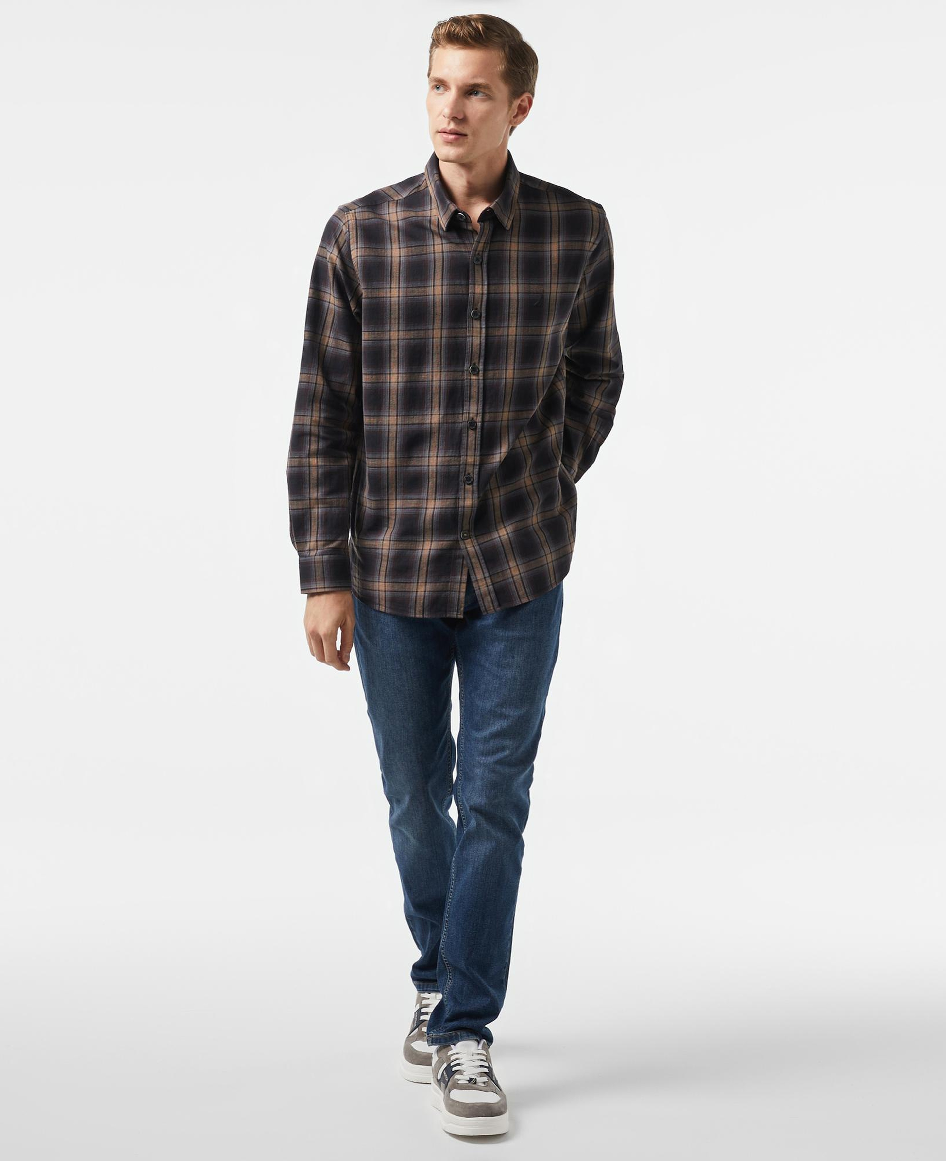 Nautica Erkek Kahverengi Classic Fit Gömlek