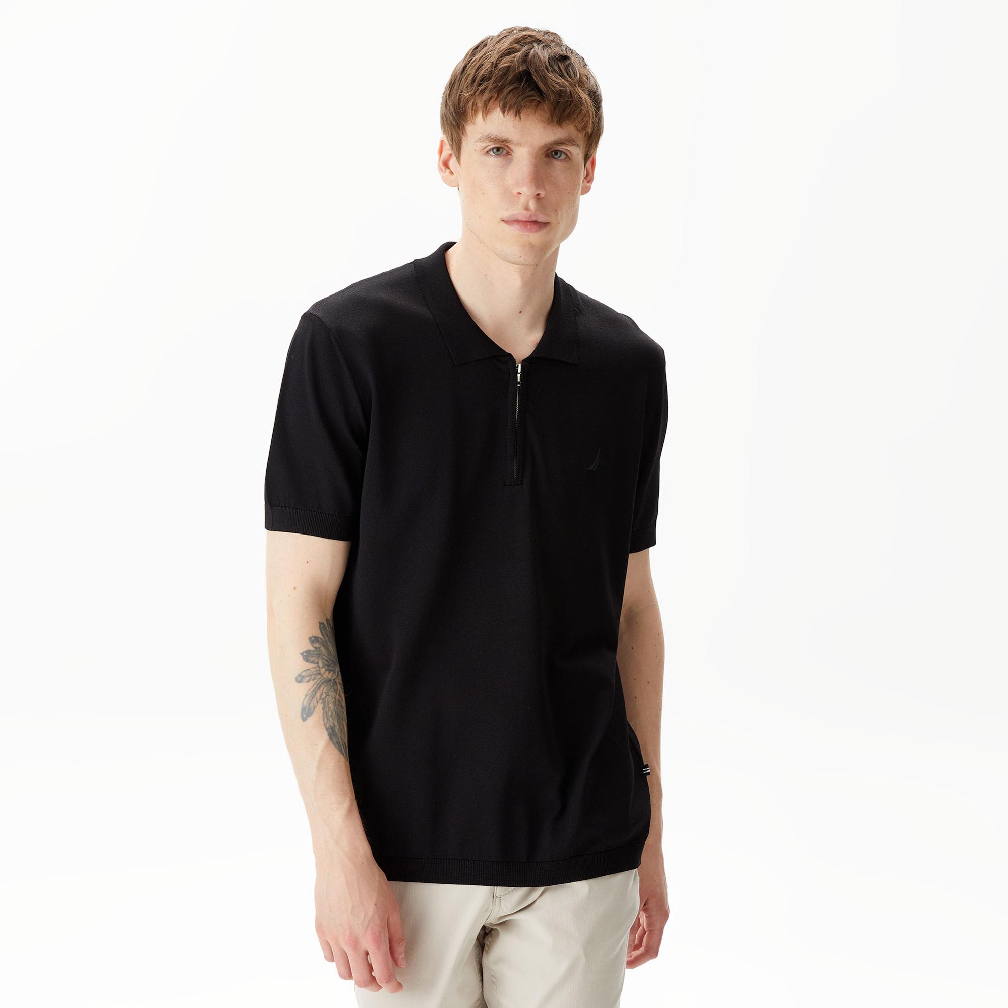 Nautica Erkek Siyah Classic Fit Kısa Kollu Triko