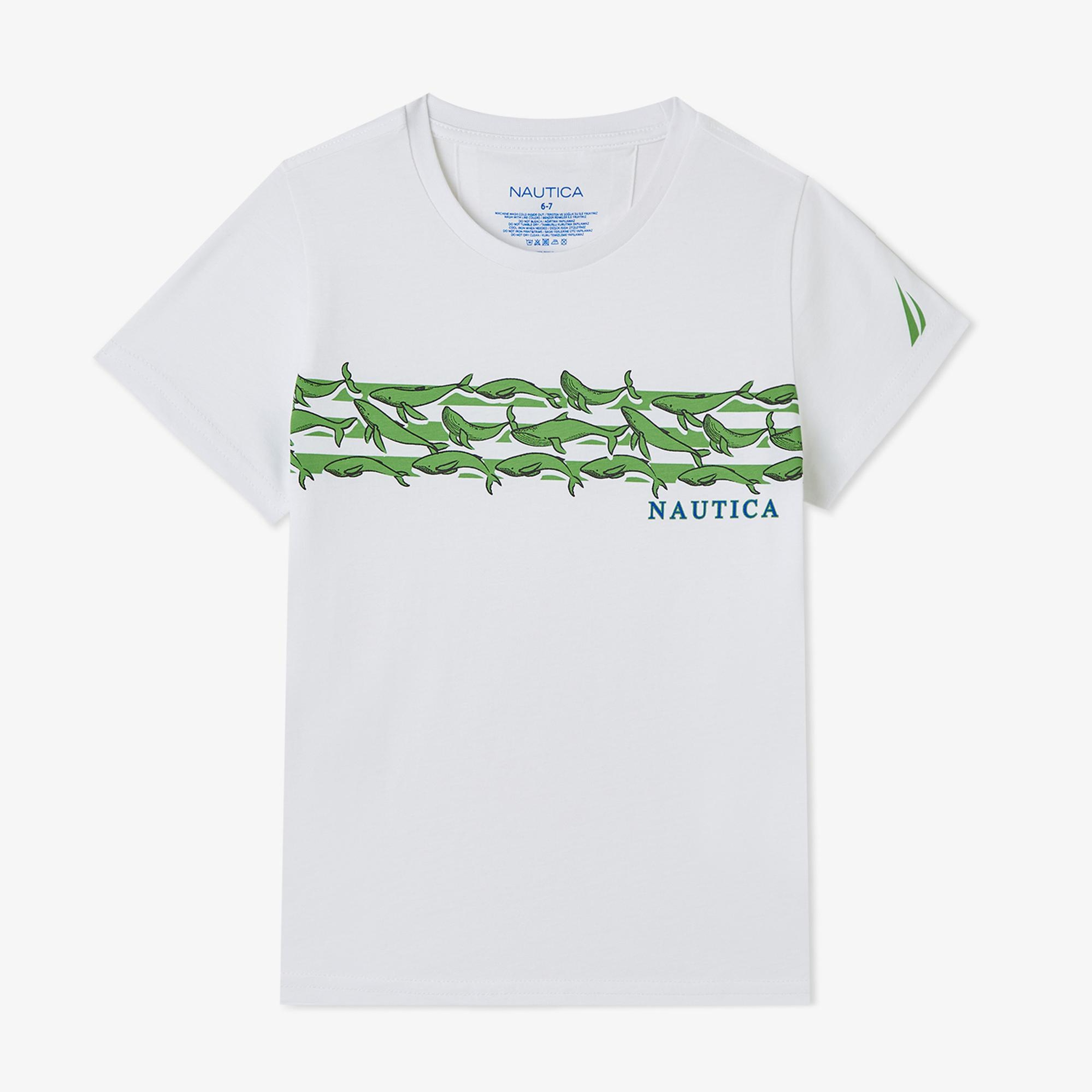 Nautica Erkek Çocuk Beyaz Regular Fit Baskılı T-Shirt