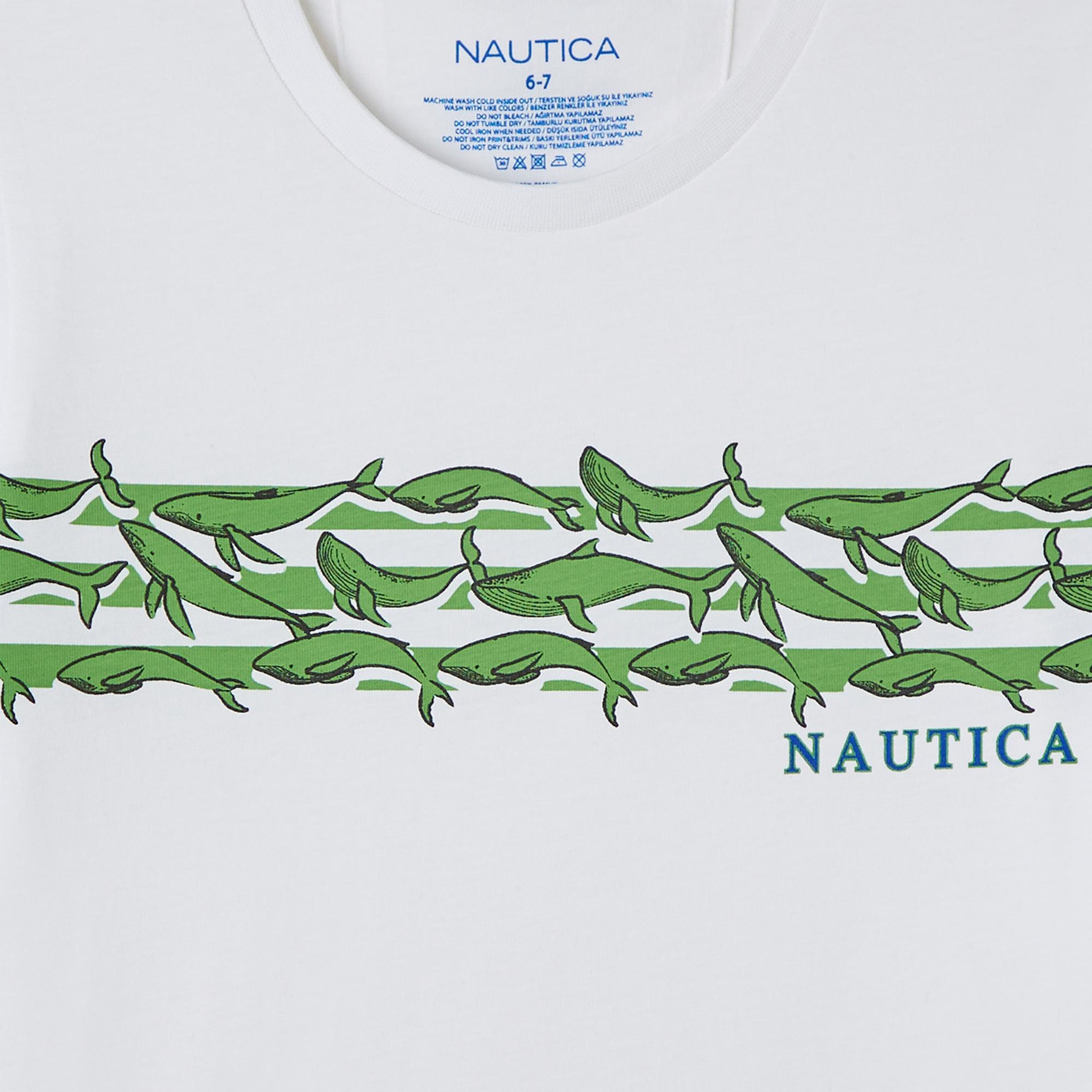 Nautica Erkek Çocuk Beyaz Regular Fit Baskılı T-Shirt