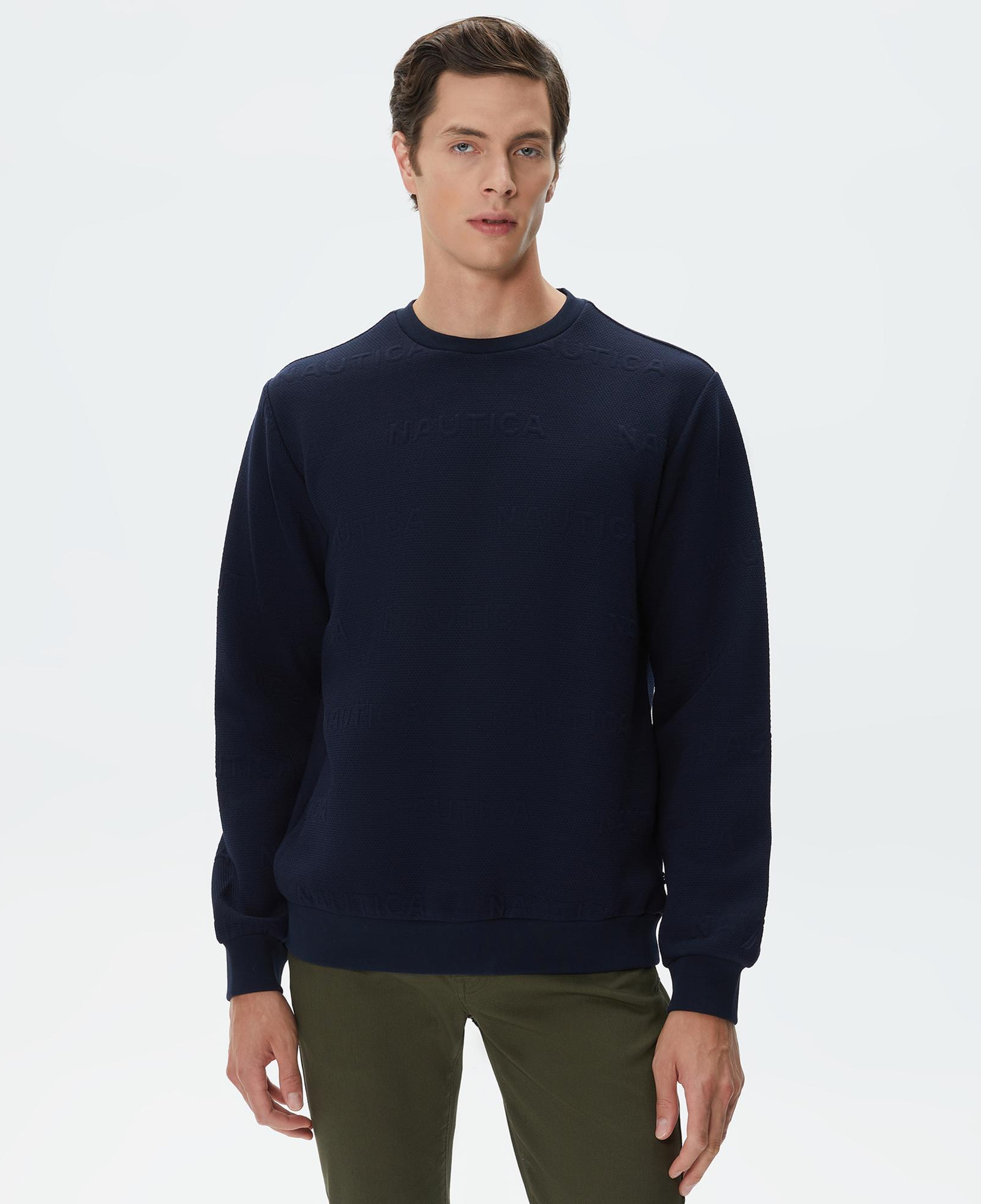Nautica Erkek Lacivert Standart Fit Jakarlı Sweatshirt