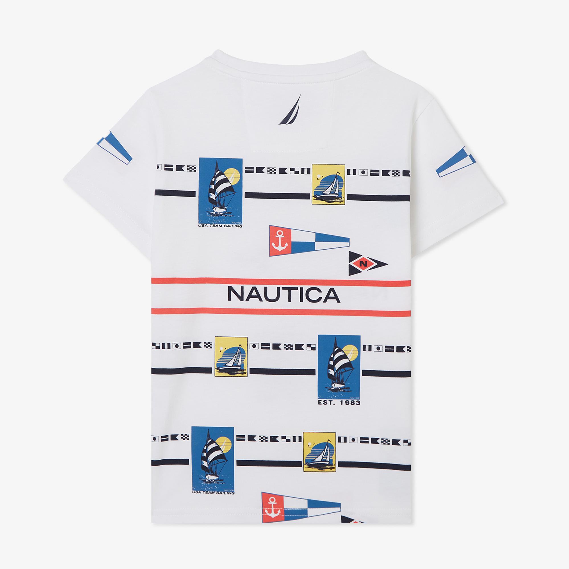 Nautica Erkek Çocuk Beyaz Regular Fit Baskılı T-Shirt