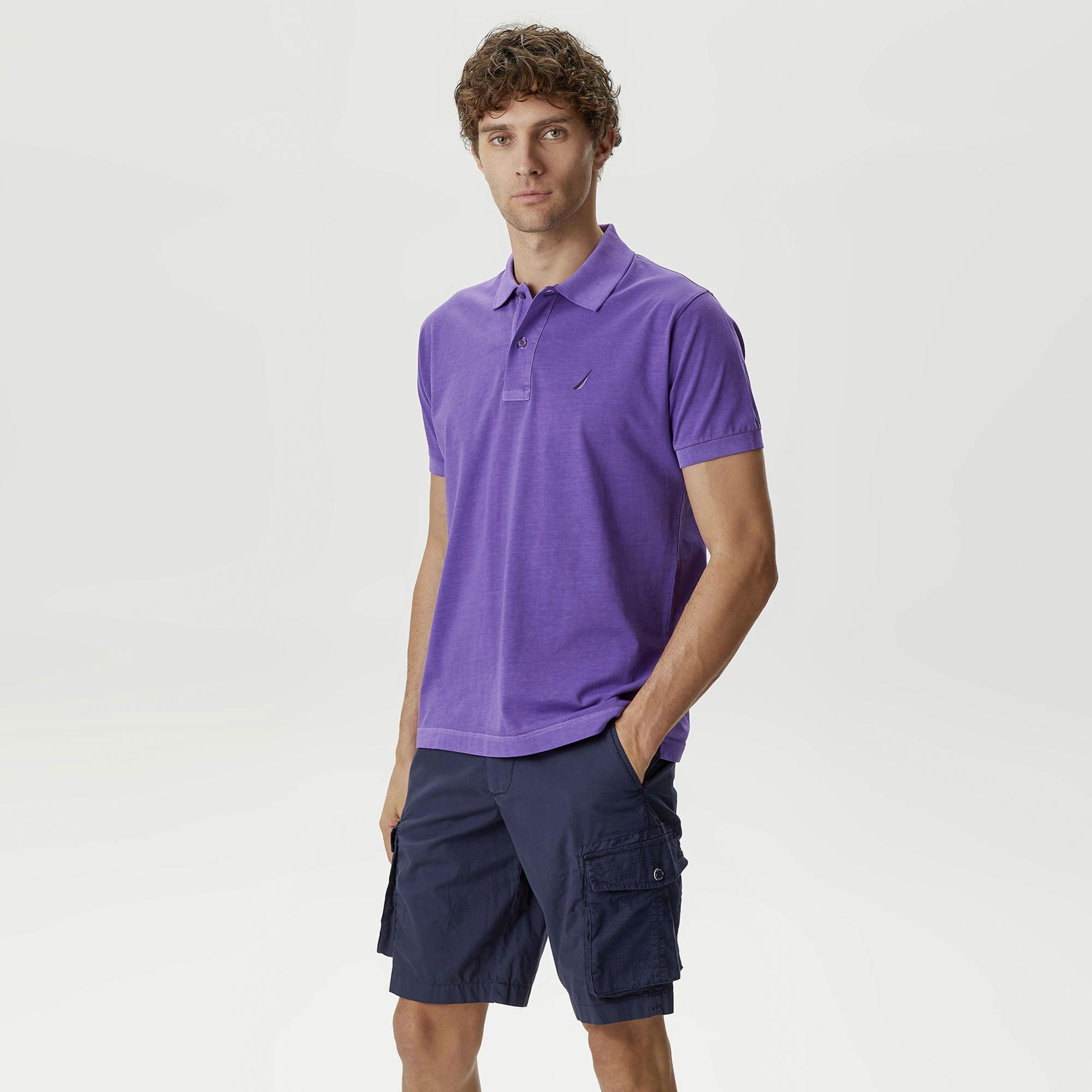 Nautica Erkek Mor Classic Fit Kısa Kollu Polo