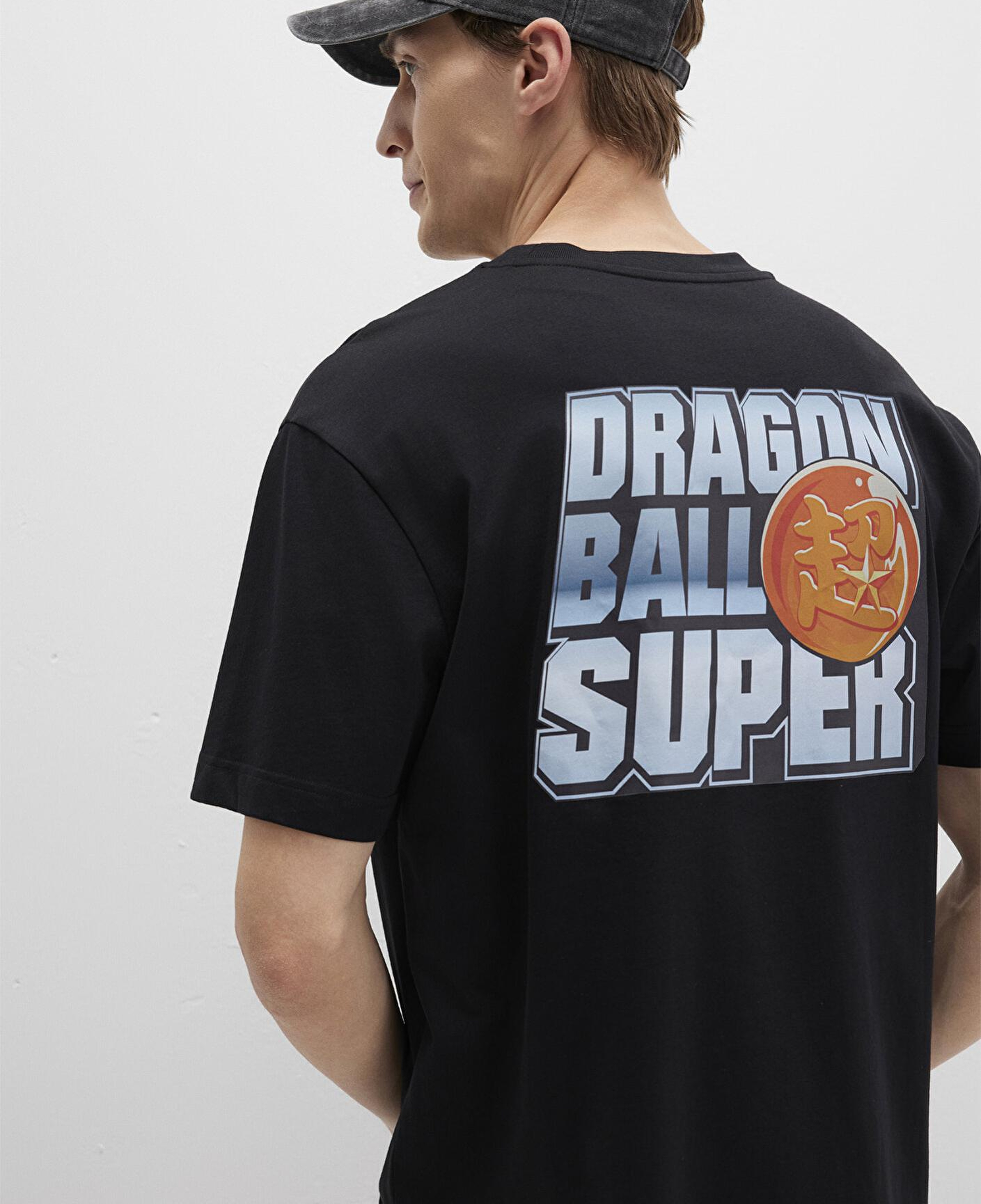 Mavi Dragon Ball Baskılı Siyah Tişört Loose Fit / Bol Rahat Kesim 0612932-900