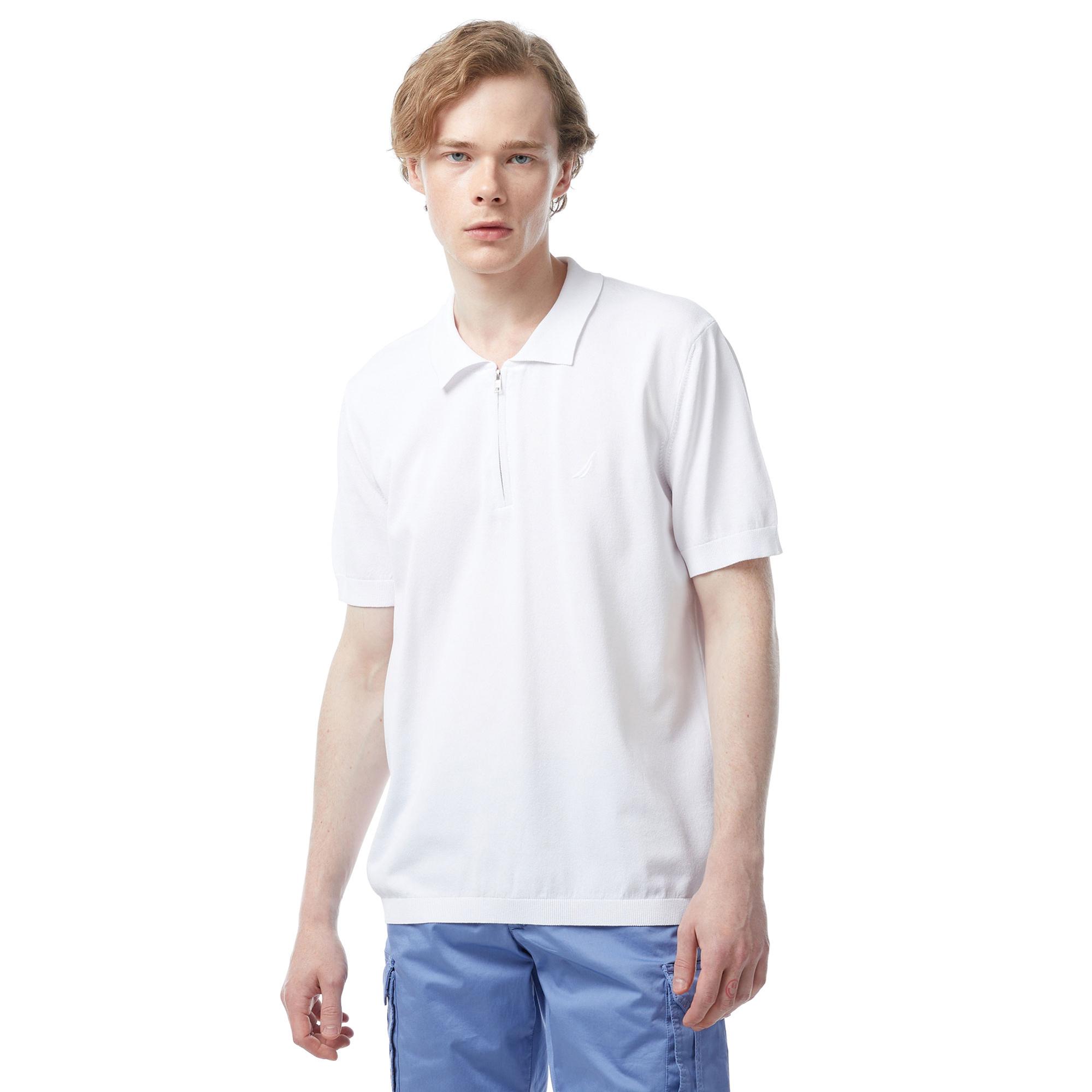 Nautica Erkek Beyaz Classic Fit Kısa Kollu Triko
