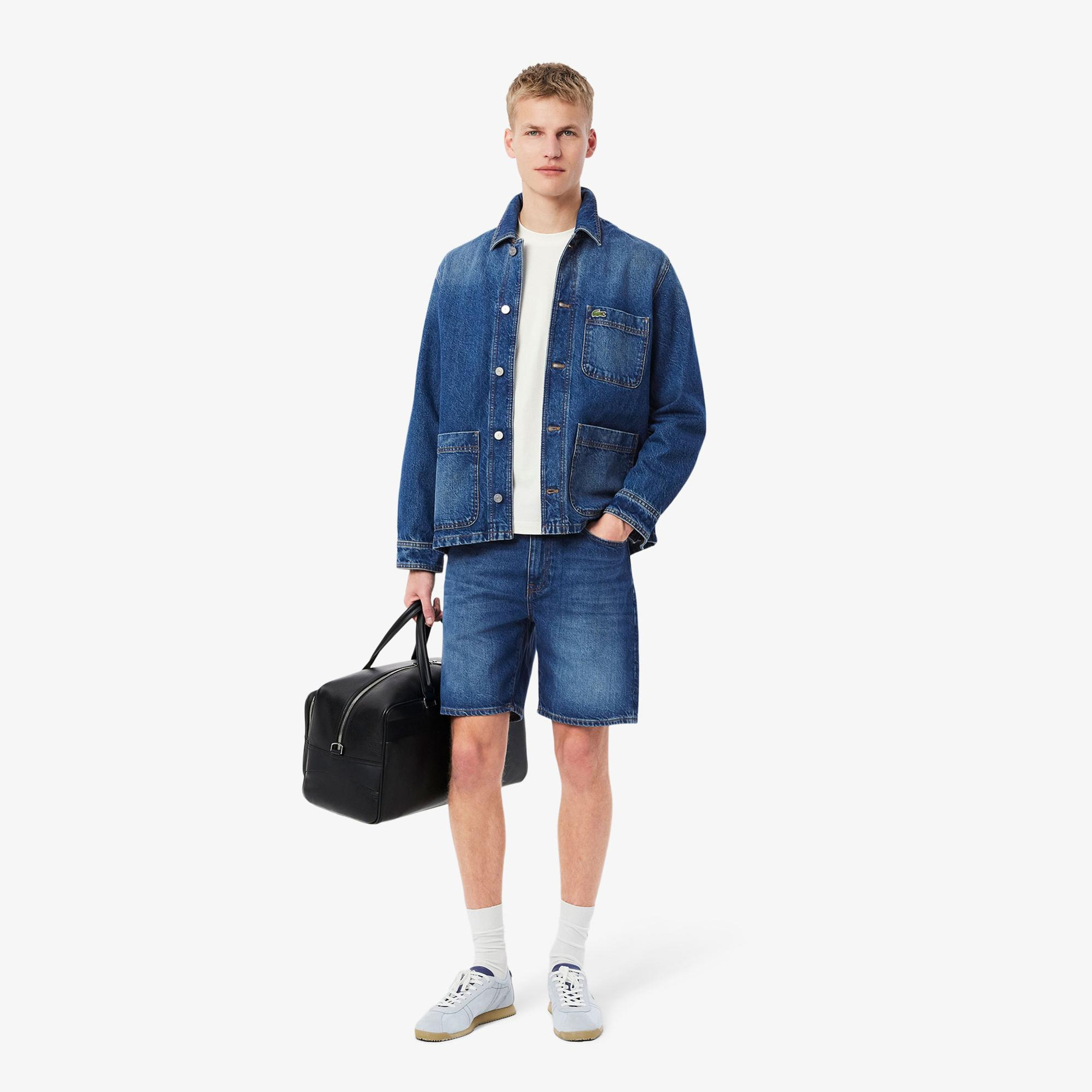 Lacoste Erkek Straight Fit Denim Koyu Mavi Bermuda Şort