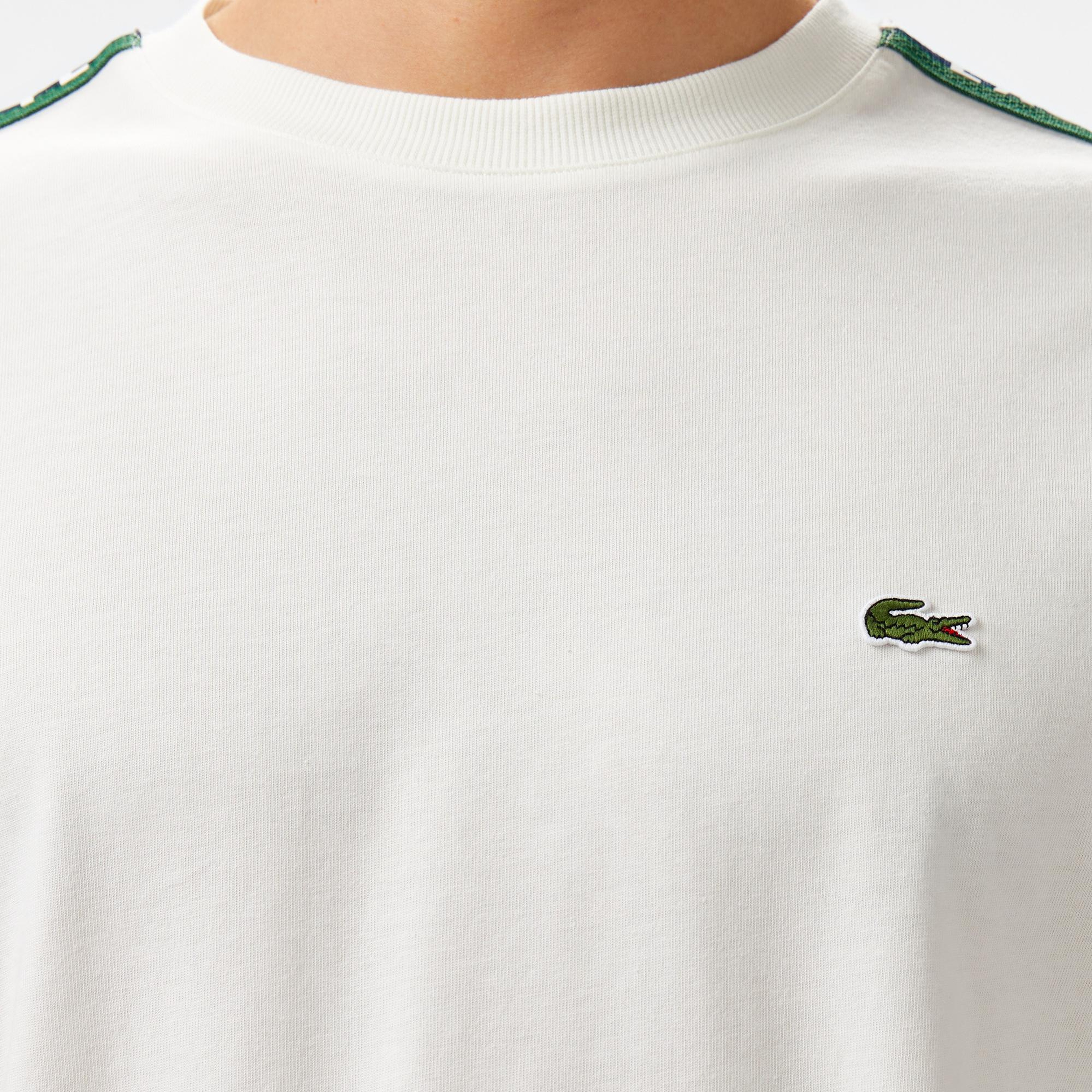 Lacoste Erkek Relaxed Fit Bisiklet Yaka Baskılı Beyaz T-Shirt