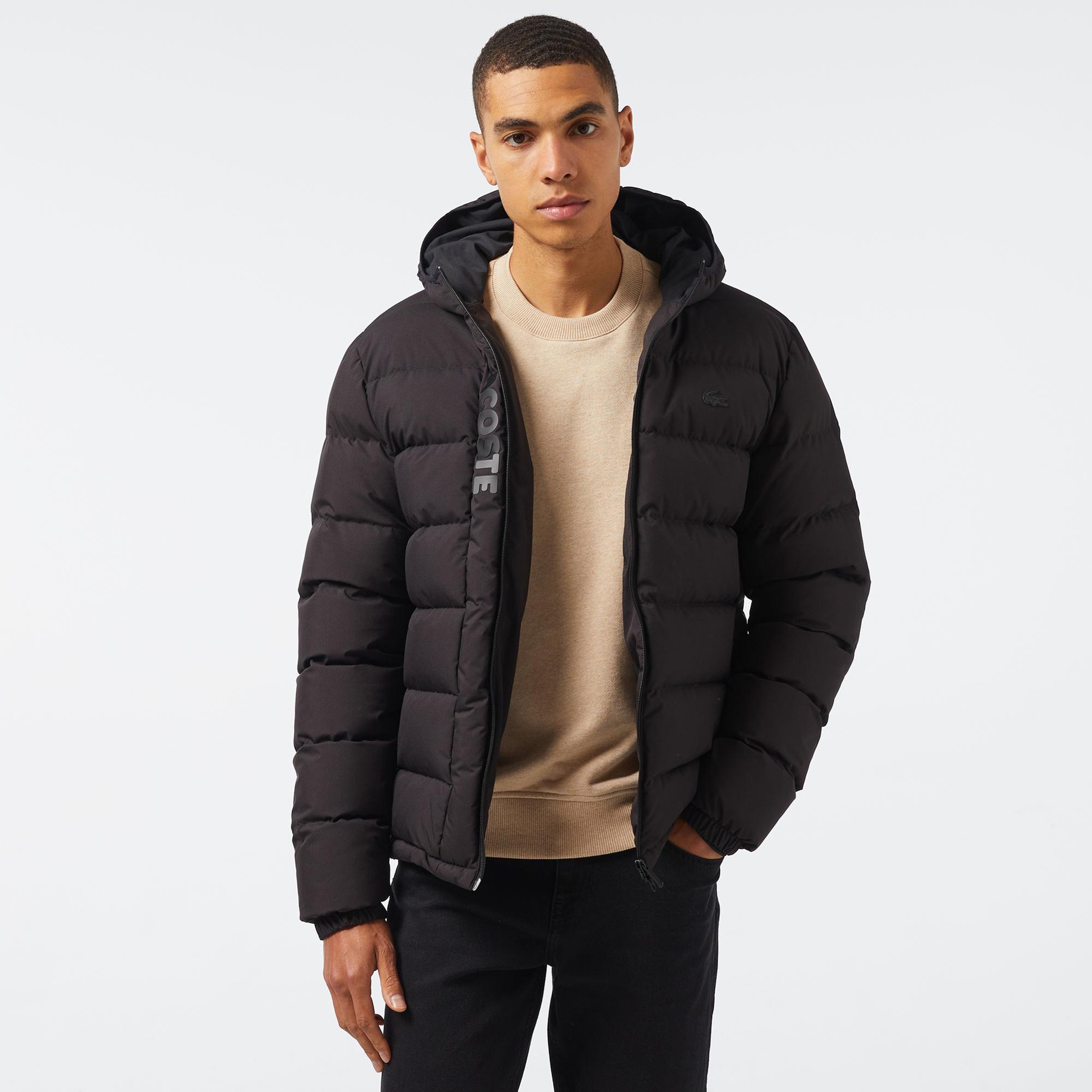 Lacoste Erkek Regular Fit Kapüşonlu Siyah Şişme Mont