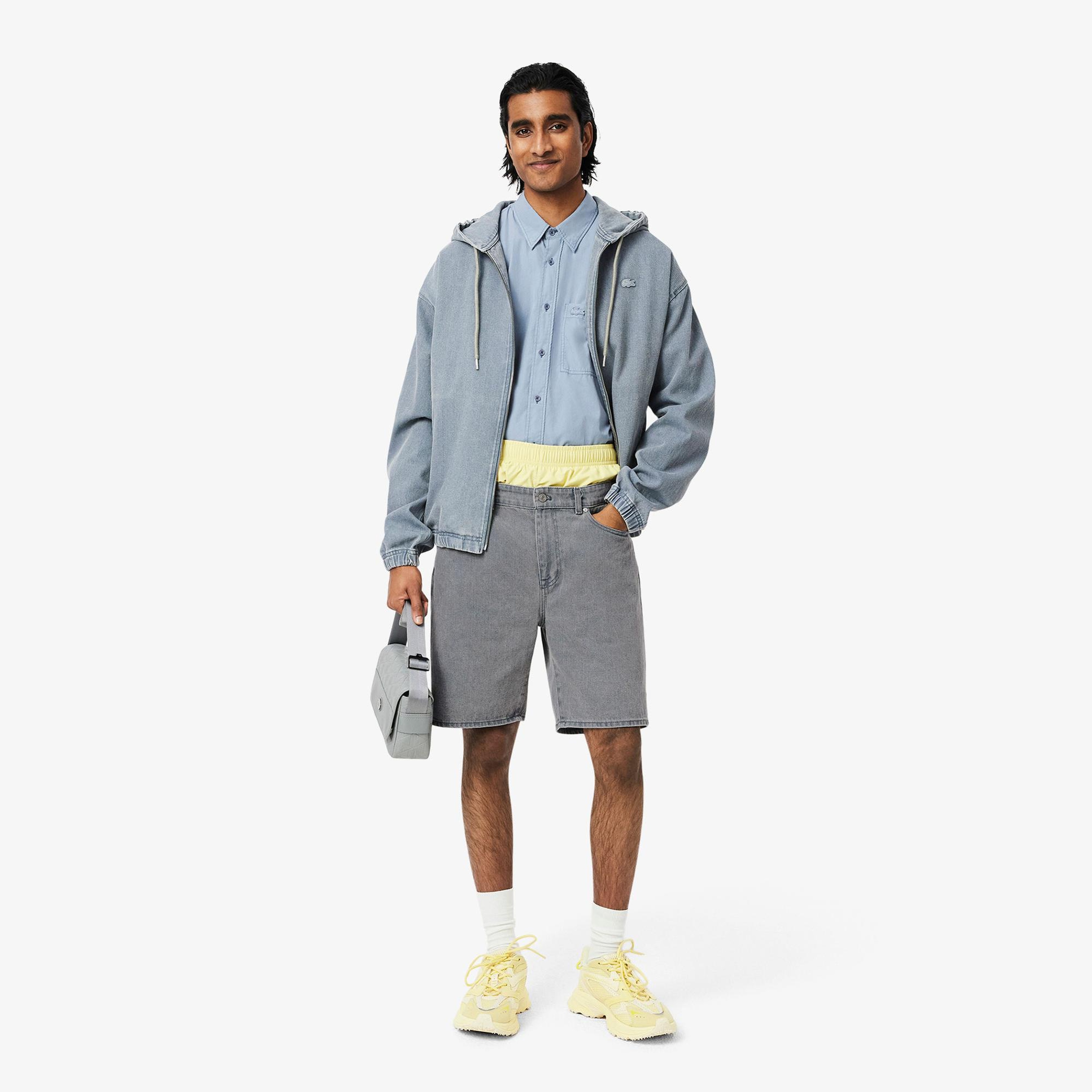 Lacoste Erkek Straight Fit Denim Gri Bermuda Şort