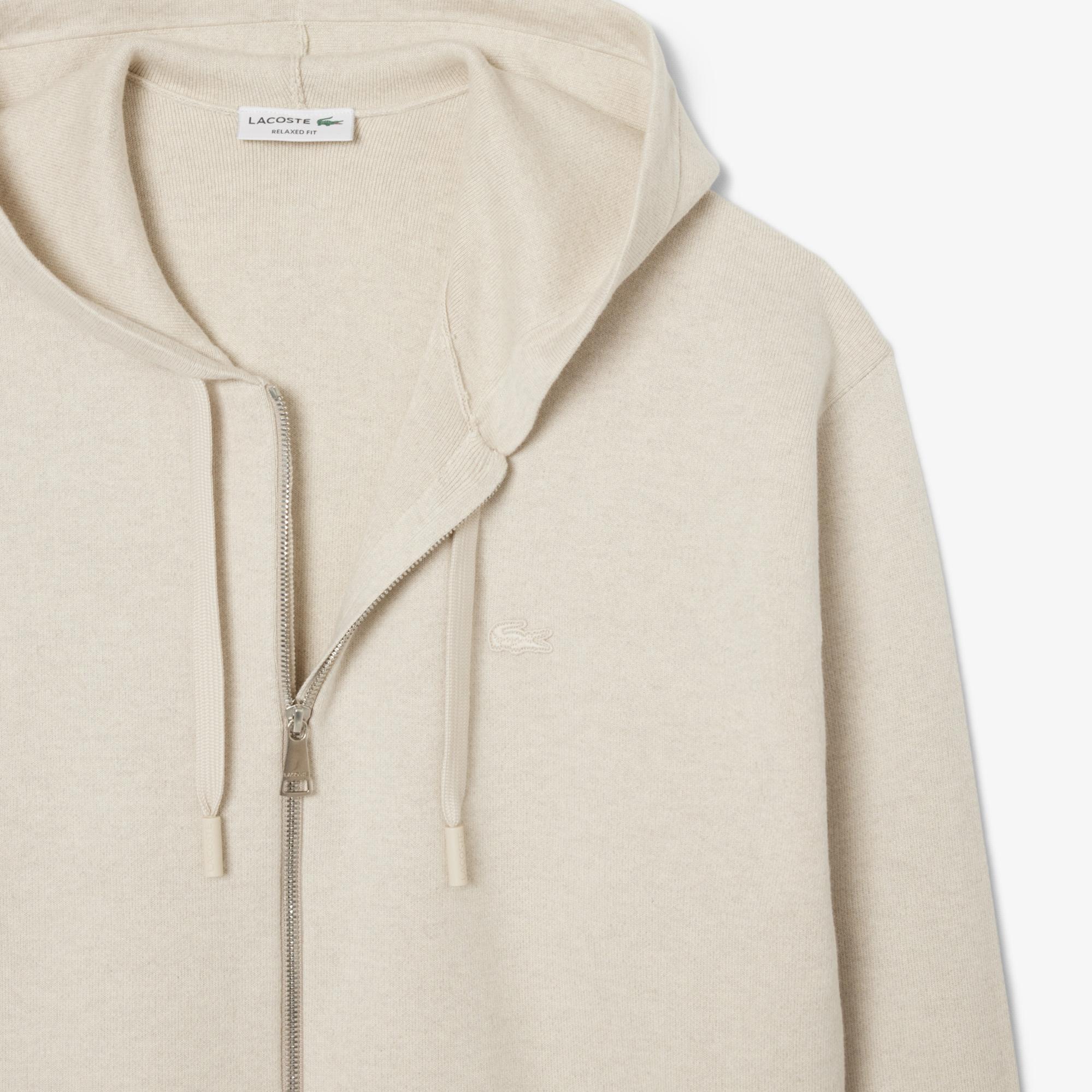 Lacoste Erkek Relaxed Fit Kapüşonlu Gri Triko