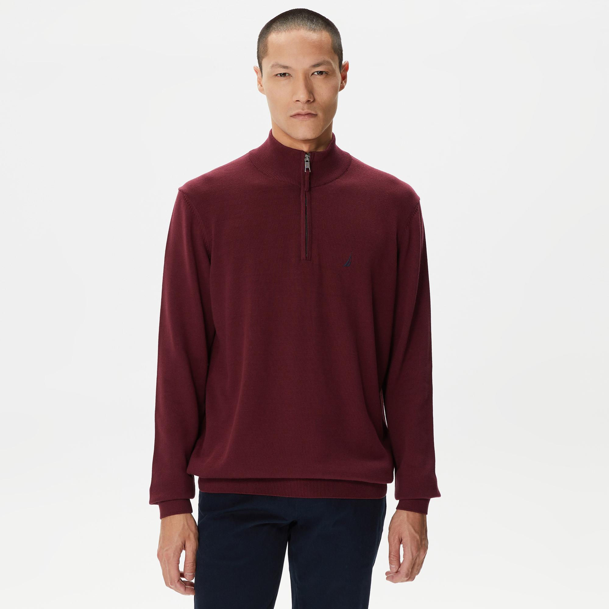 Nautica Erkek Bordo Standart Fit Dik Yakalı Kazak