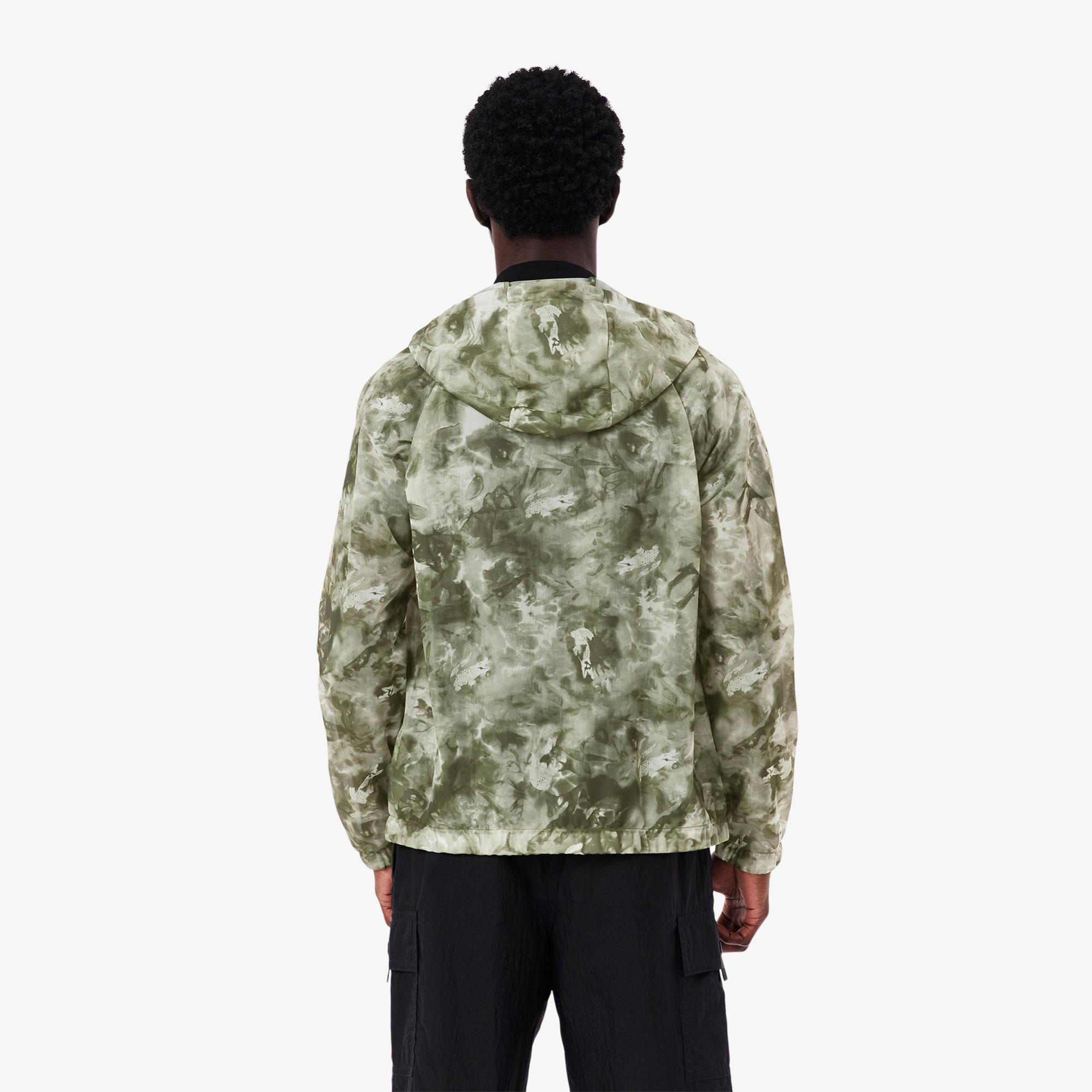 Lacoste Erkek Kapüşonlu Baskılı Yeşil Ceket