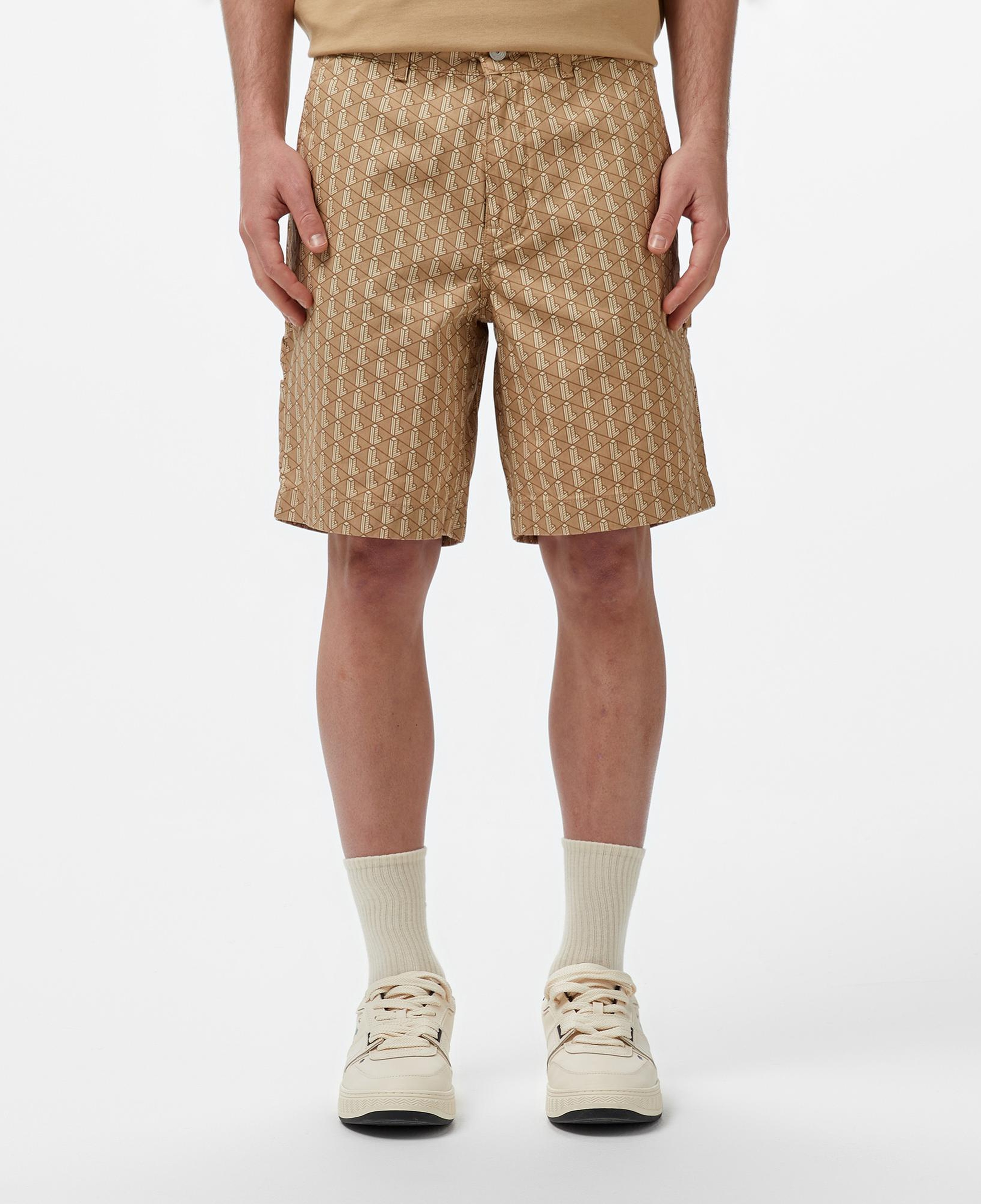 Lacoste Erkek Loose Fit Monogram Bej Bermuda Şort