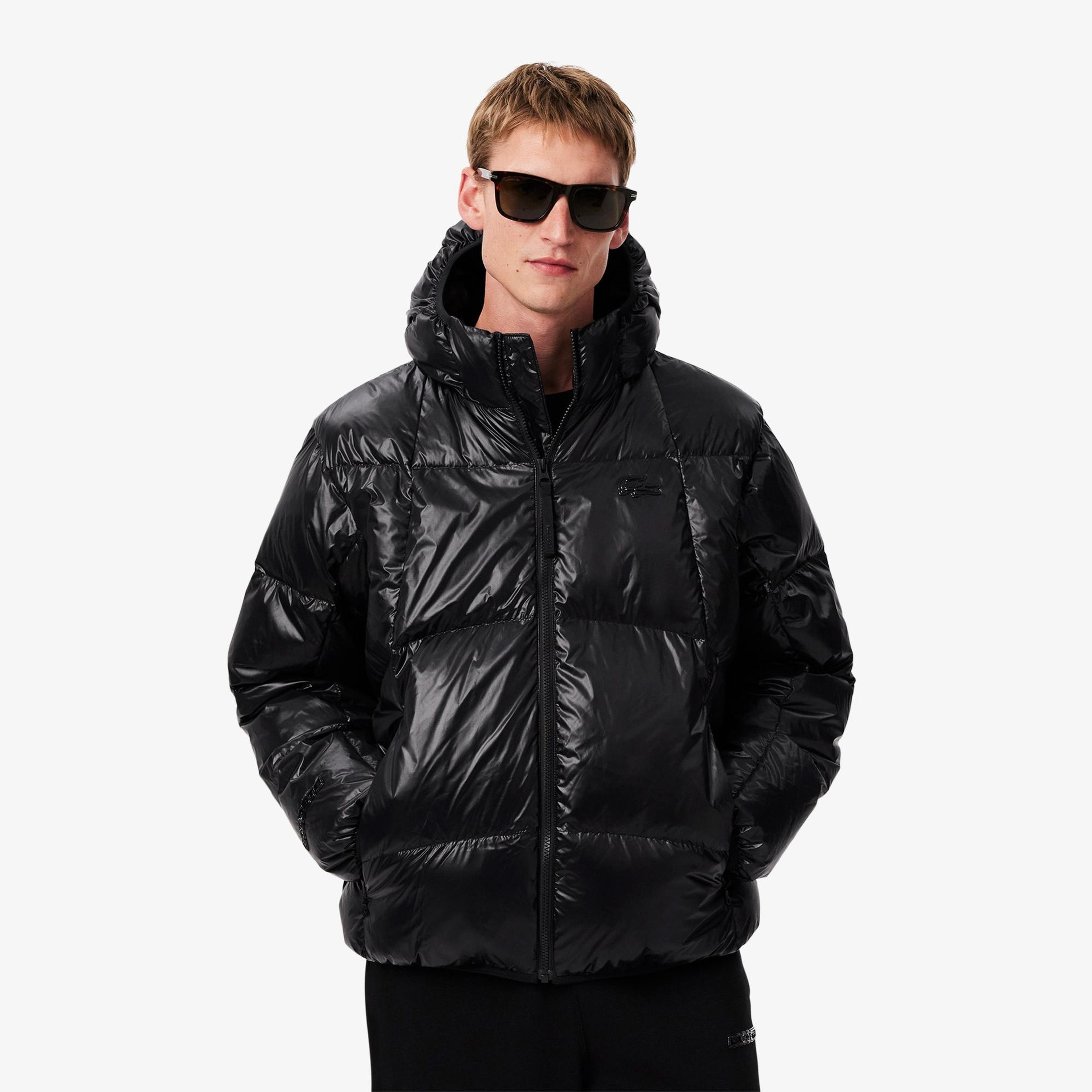 Lacoste Erkek Relaxed Fit Kapüşonlu Siyah Mont