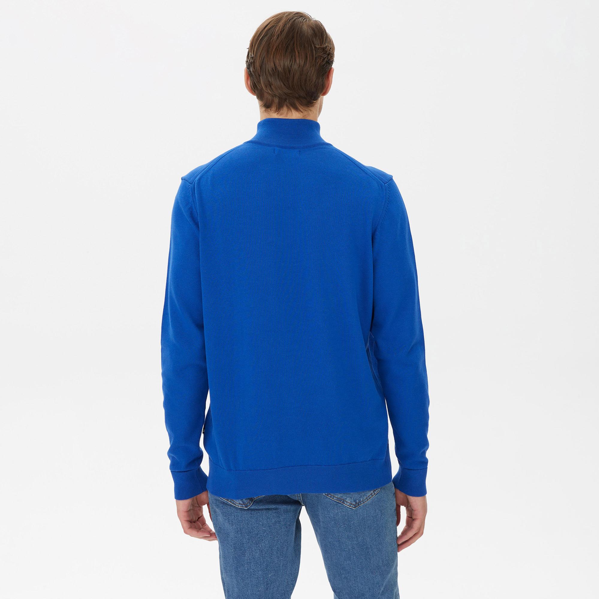 Nautica Erkek Mavi Standart Fit Dik Yakalı Kazak