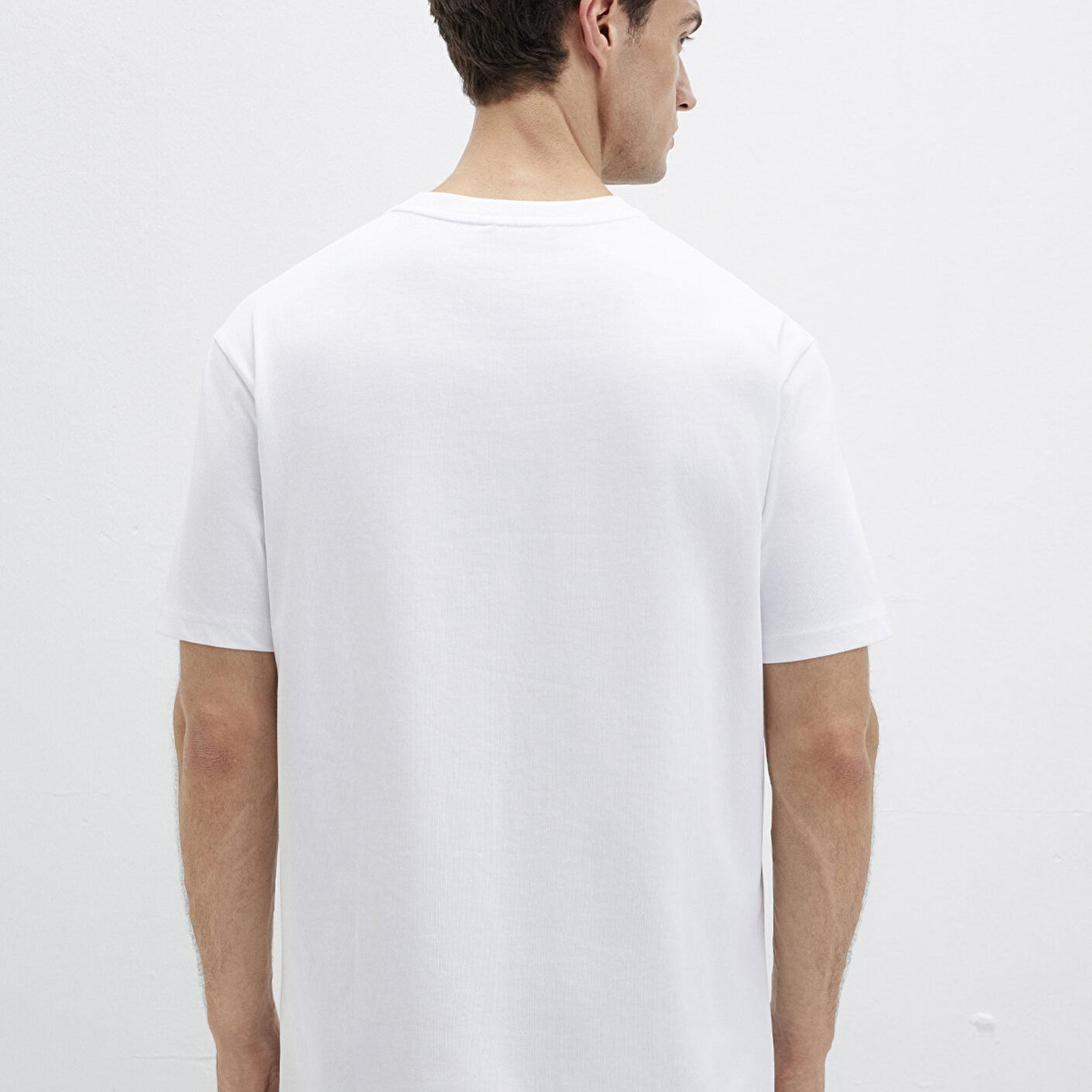 Mavi Bisiklet Yaka Beyaz Basic Tişört Loose Fit / Bol Rahat Kesim 0611596-620