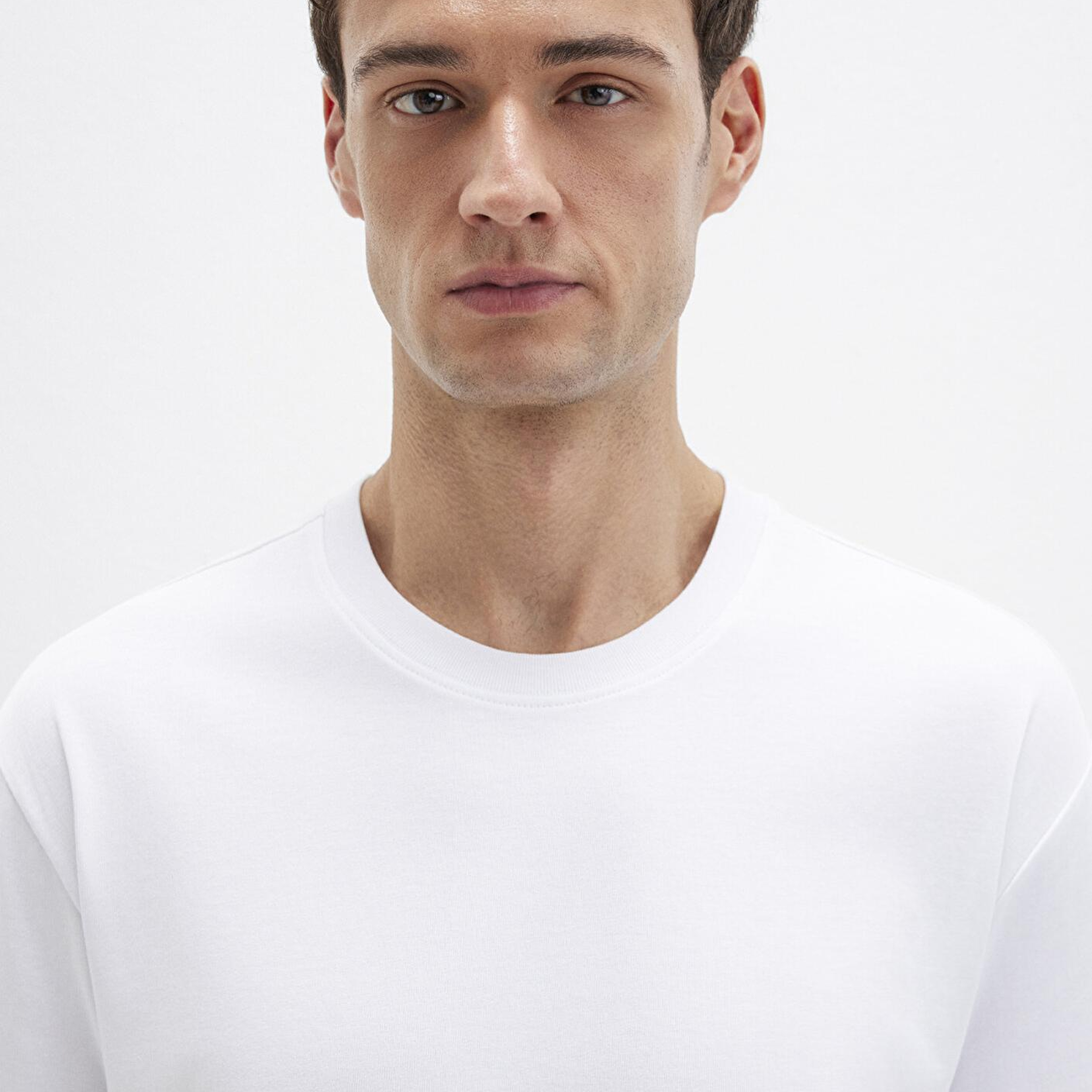 Mavi Bisiklet Yaka Beyaz Basic Tişört Loose Fit / Bol Rahat Kesim 0611596-620