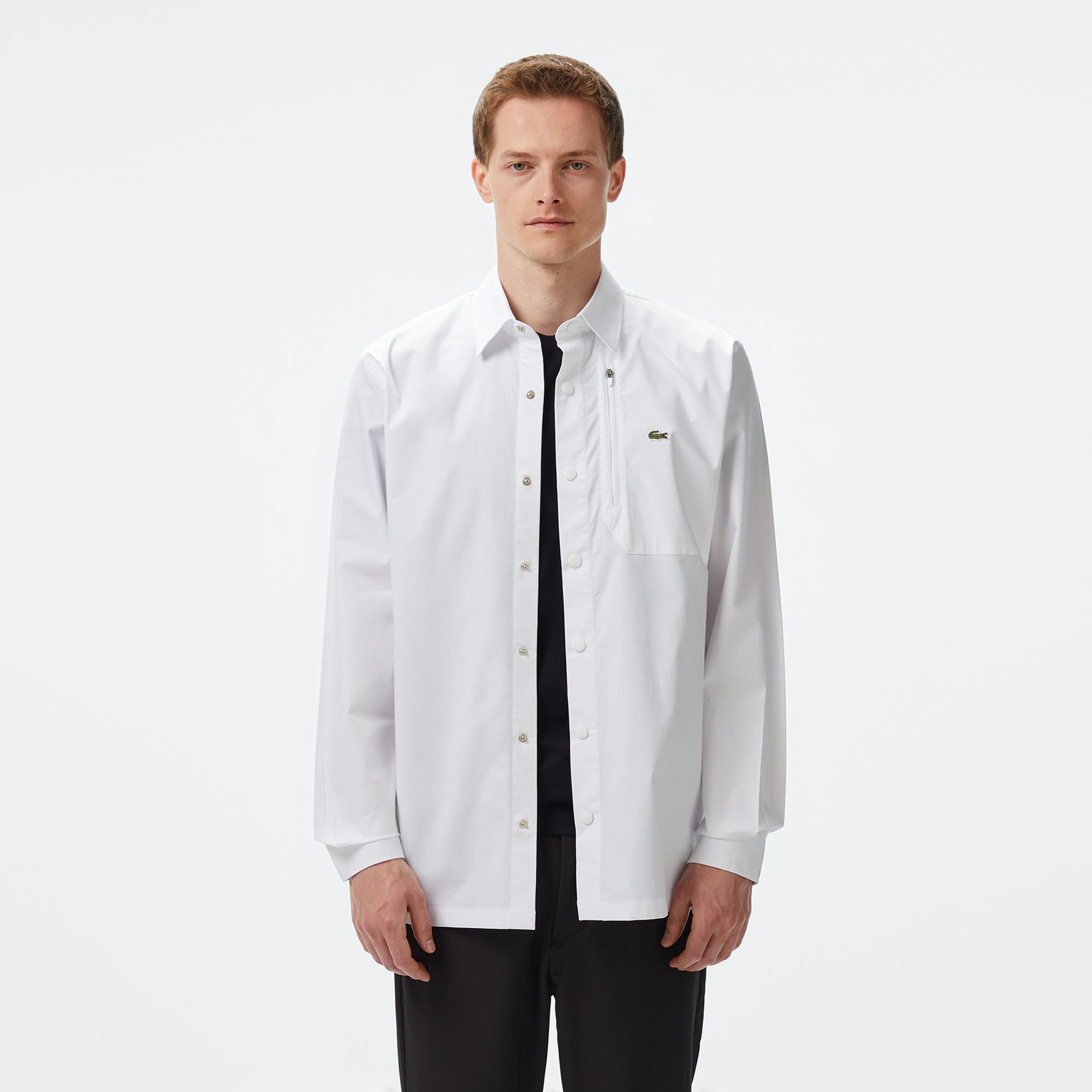 Lacoste Erkek Regular Fit Baskılı Beyaz Gömlek