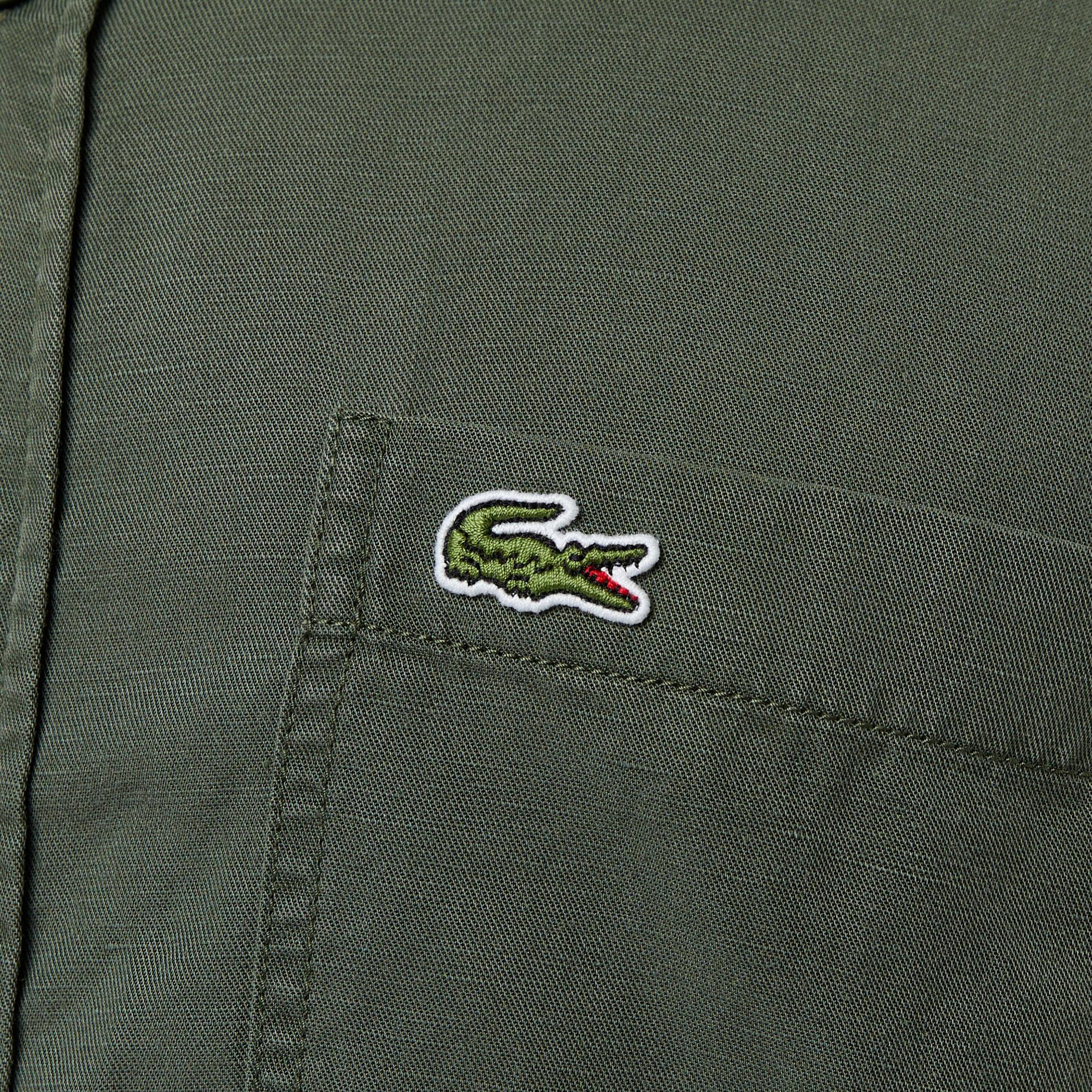 Lacoste Erkek Slim Fit Düğmeli Yaka Haki Gömlek