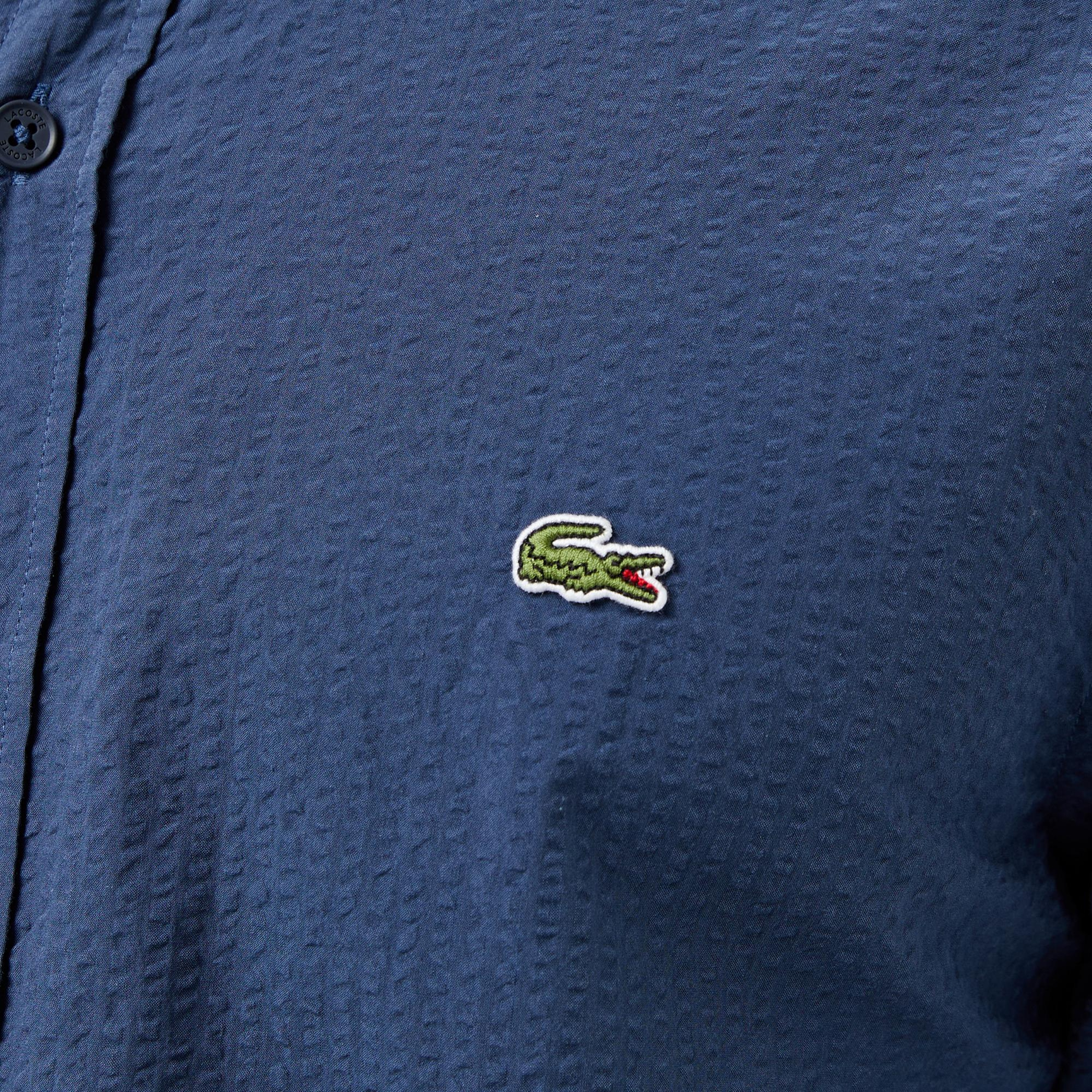 Lacoste Erkek Slim Fit Düğmeli Yaka Lacivert Gömlek