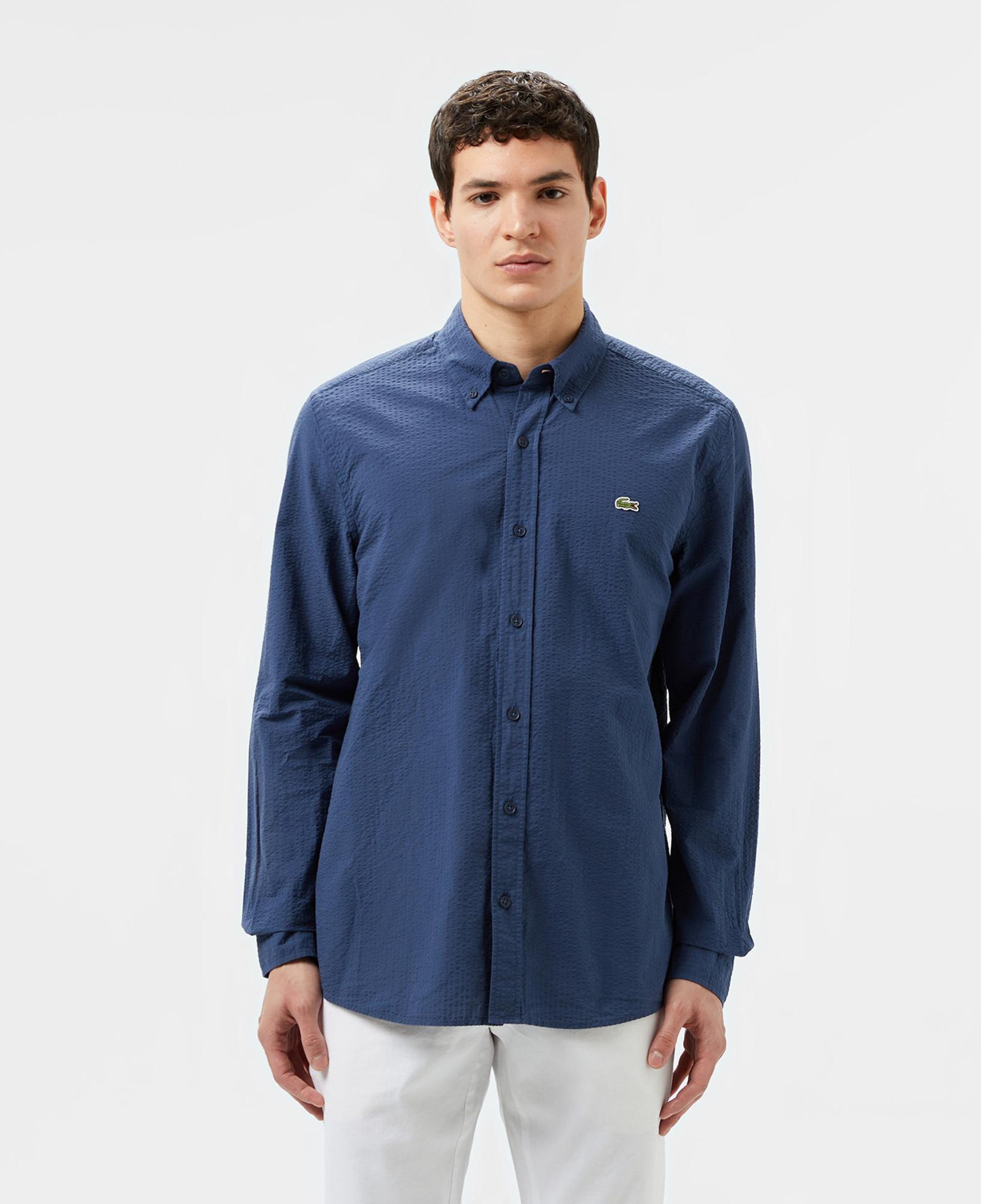 Lacoste Erkek Slim Fit Düğmeli Yaka Lacivert Gömlek