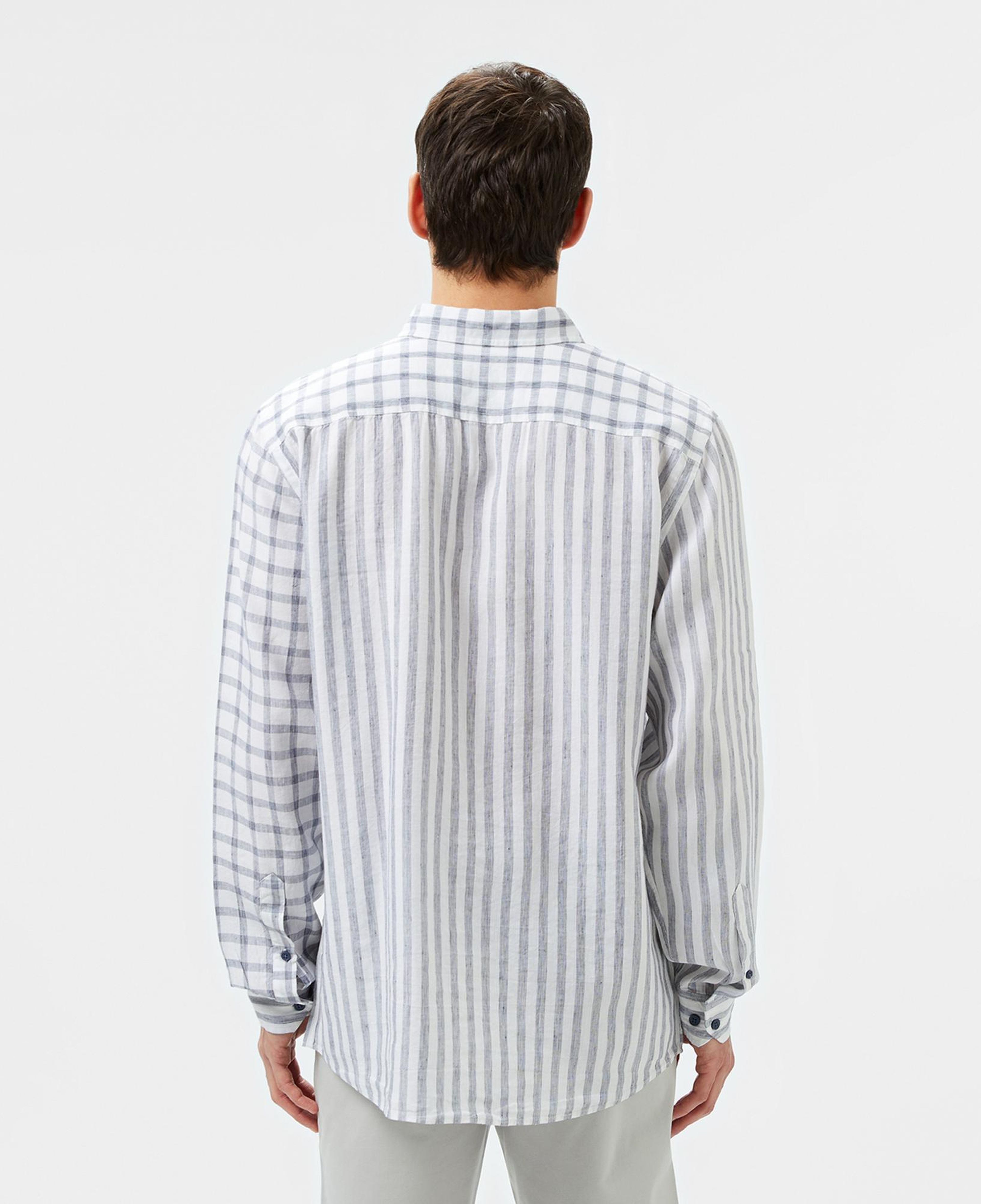 Lacoste Erkek Regular Fit Düğmeli Yaka Ekose Keten Lacivert Gömlek