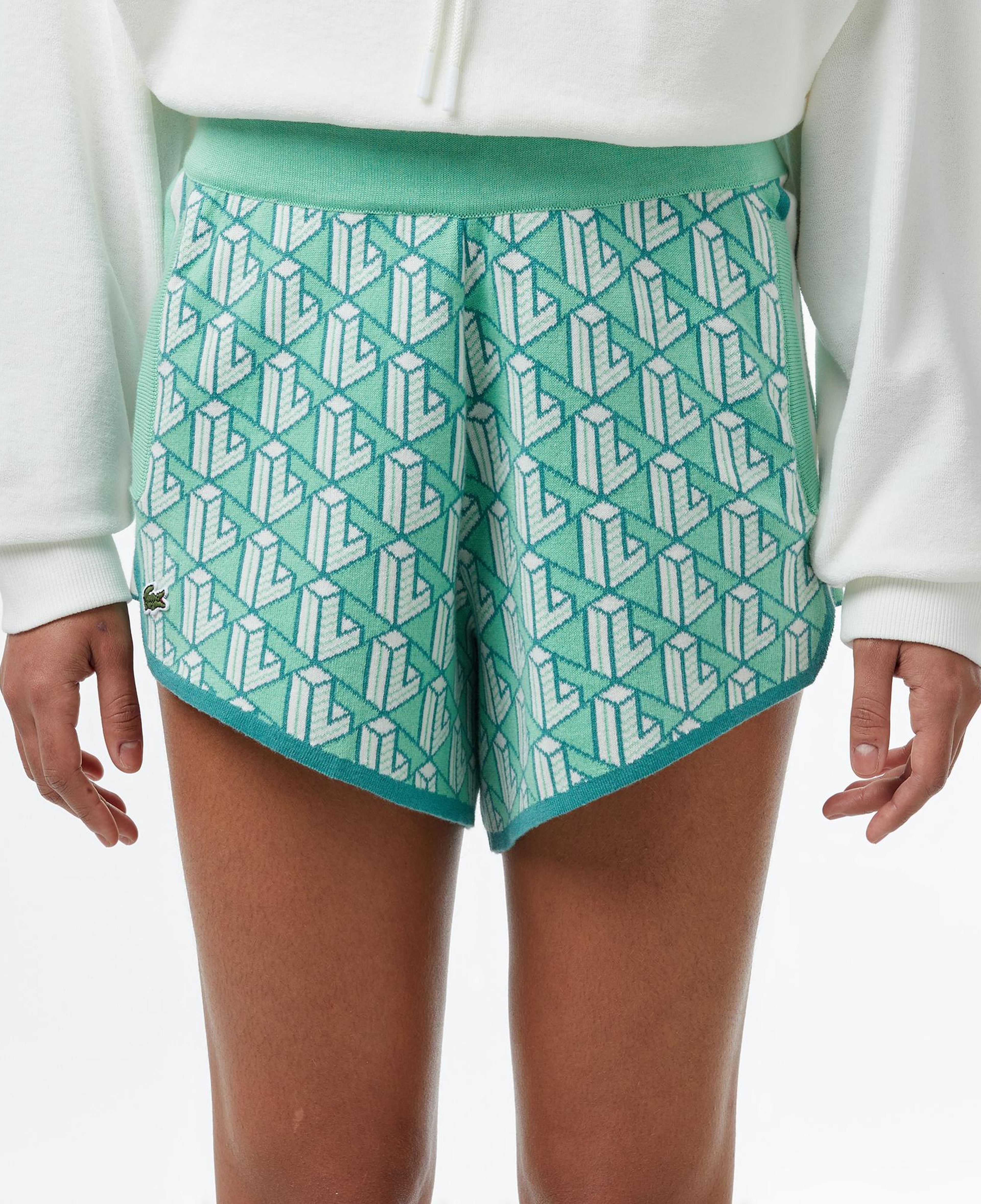 Lacoste Kadın Relaxed Fit Monogram Açık Yeşil Şort