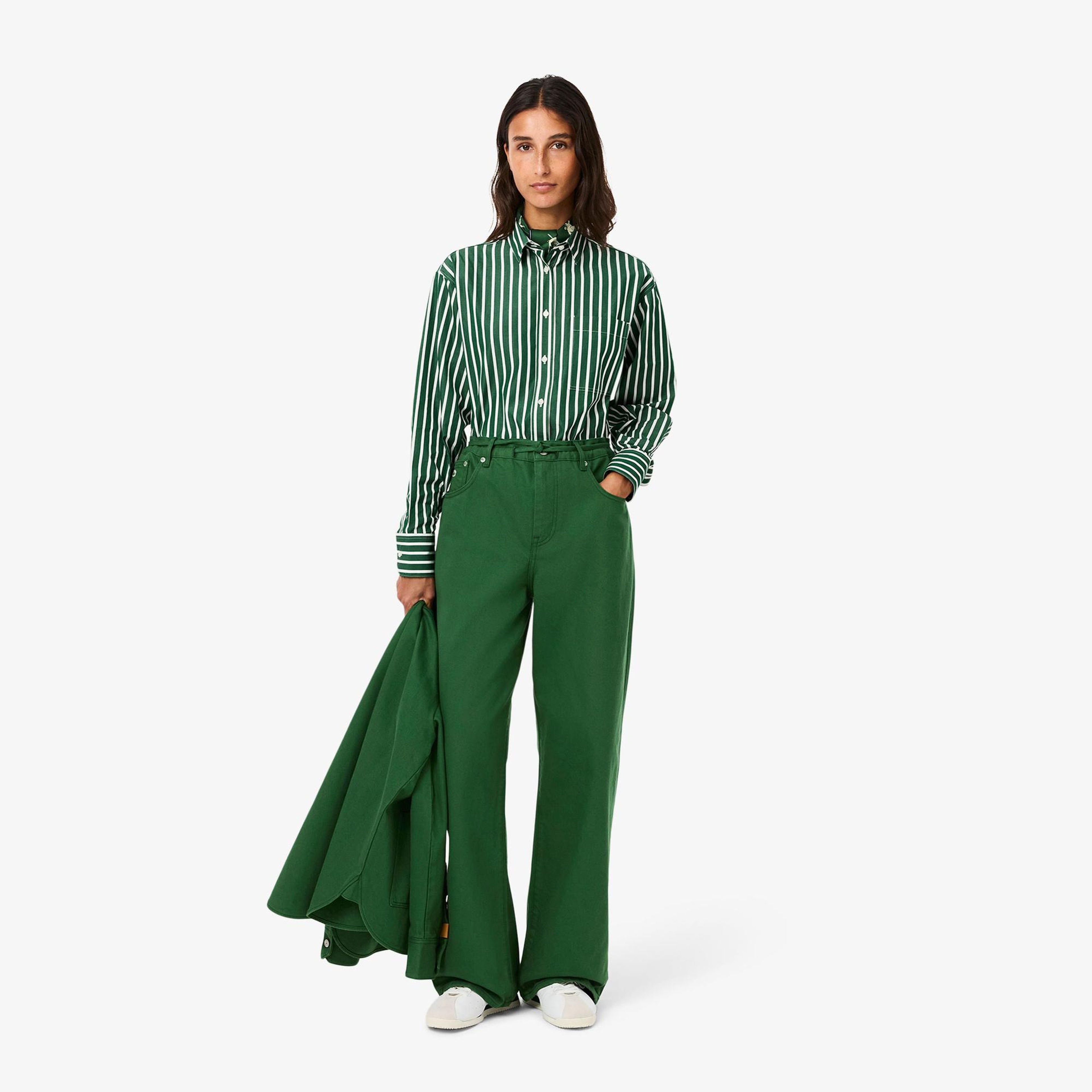 Lacoste Kadın Wide Leg Yeşil Jean Pantolon