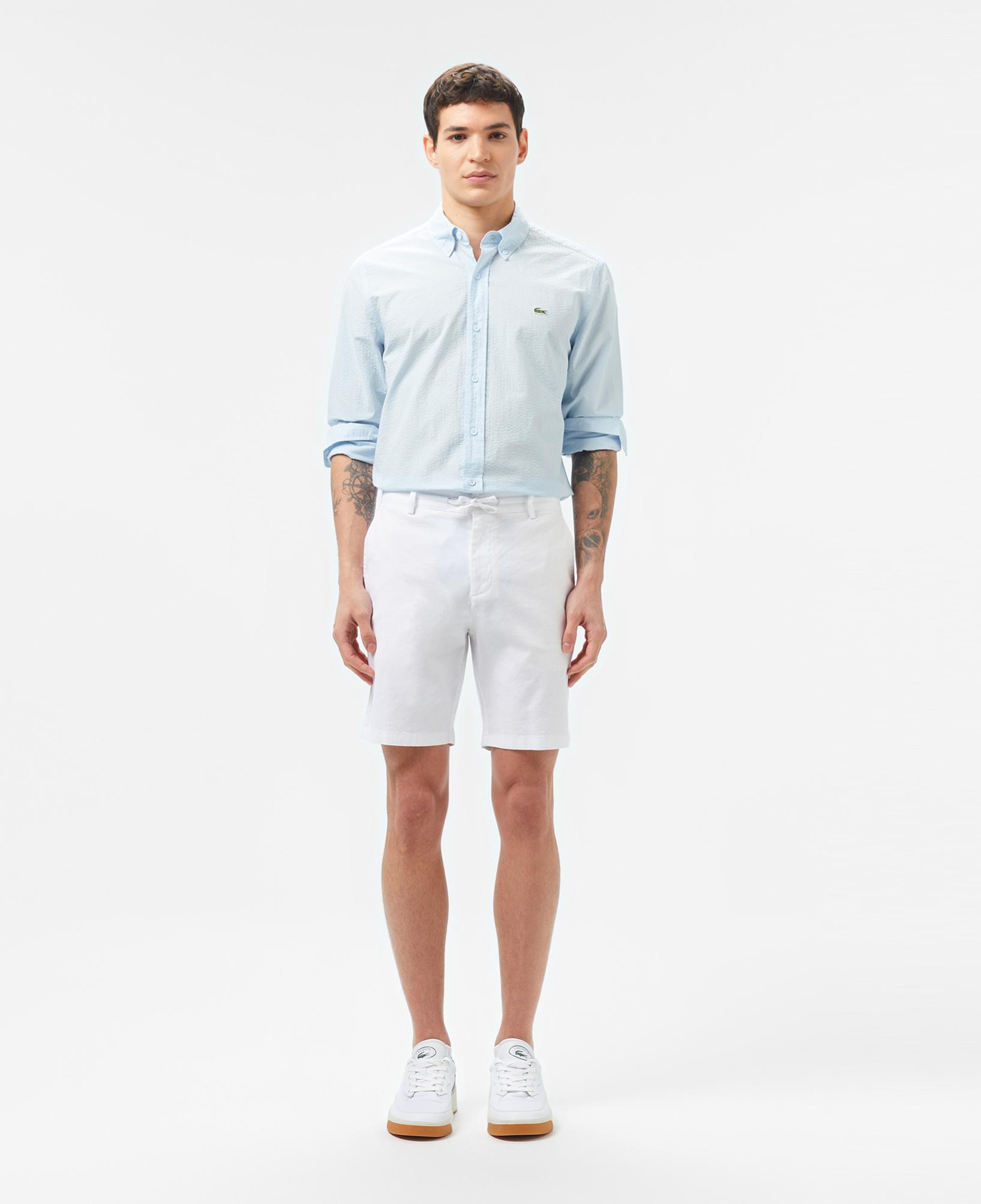 Lacoste Erkek Regular Fit Keten Beyaz Bermuda Şort