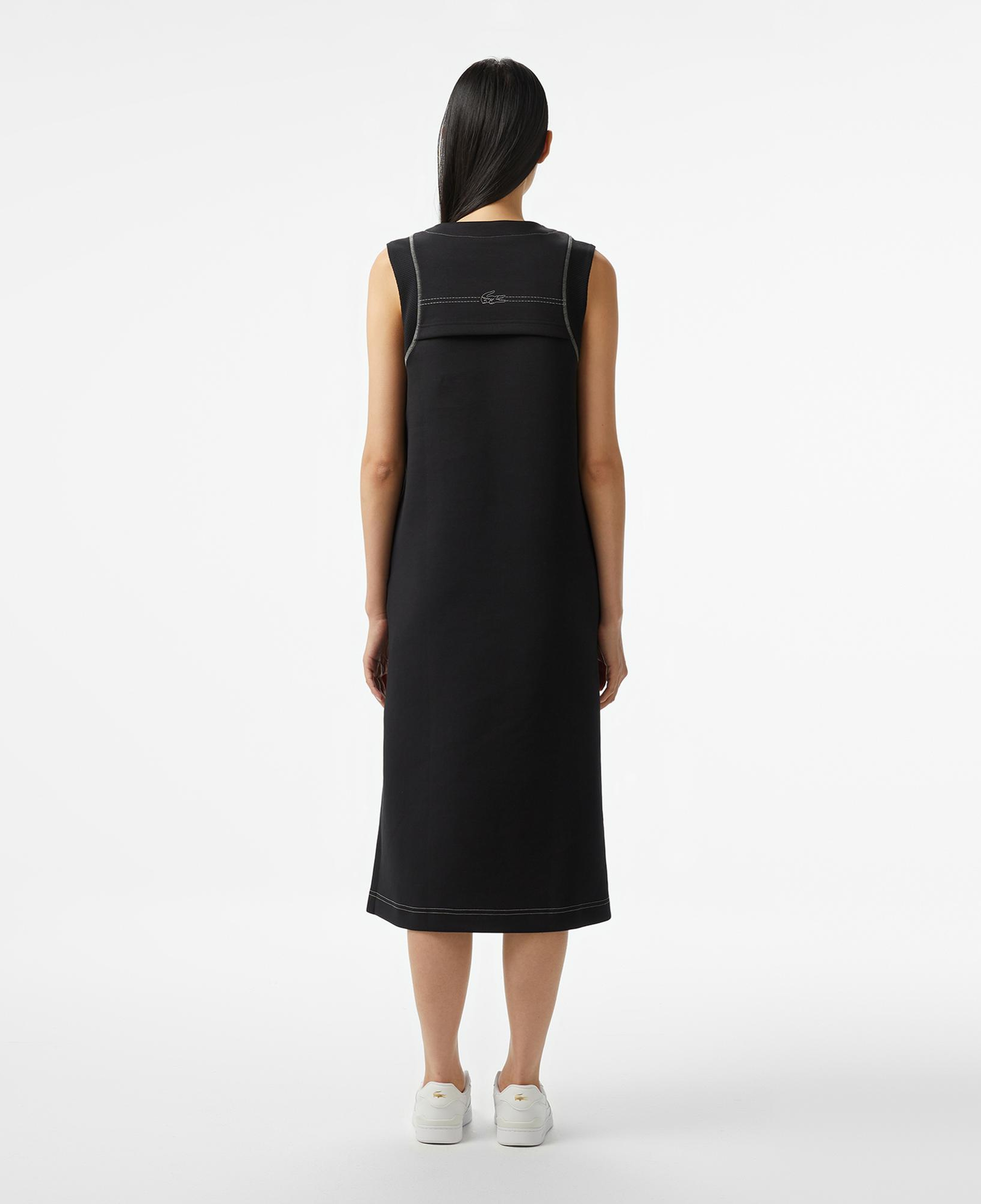 Lacoste Kadın Relaxed Fit Kolsuz Bisiklet Yaka Siyah Elbise