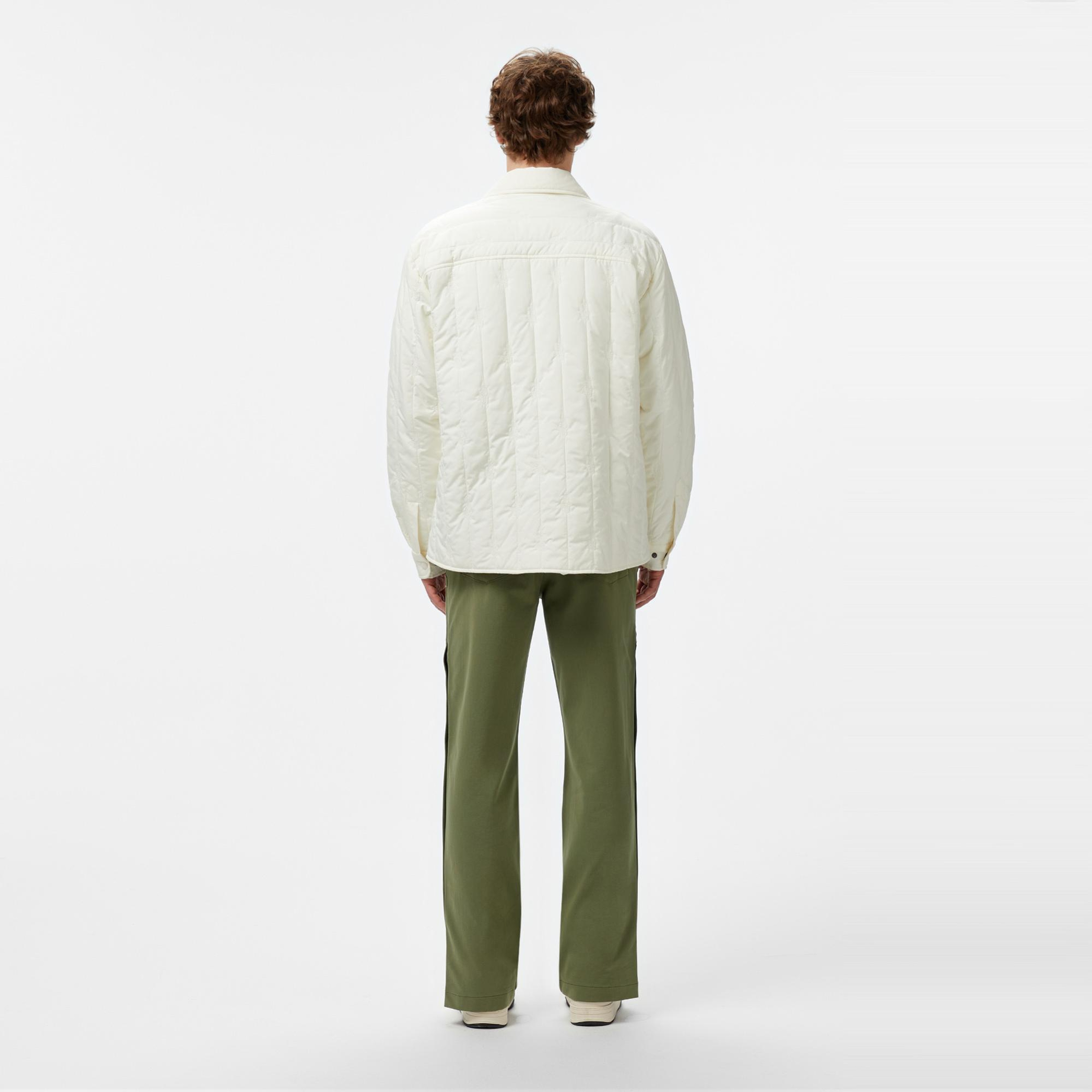 Lacoste Erkek Relaxed Fit Gömlek Yaka Desenli Beyaz Ceket