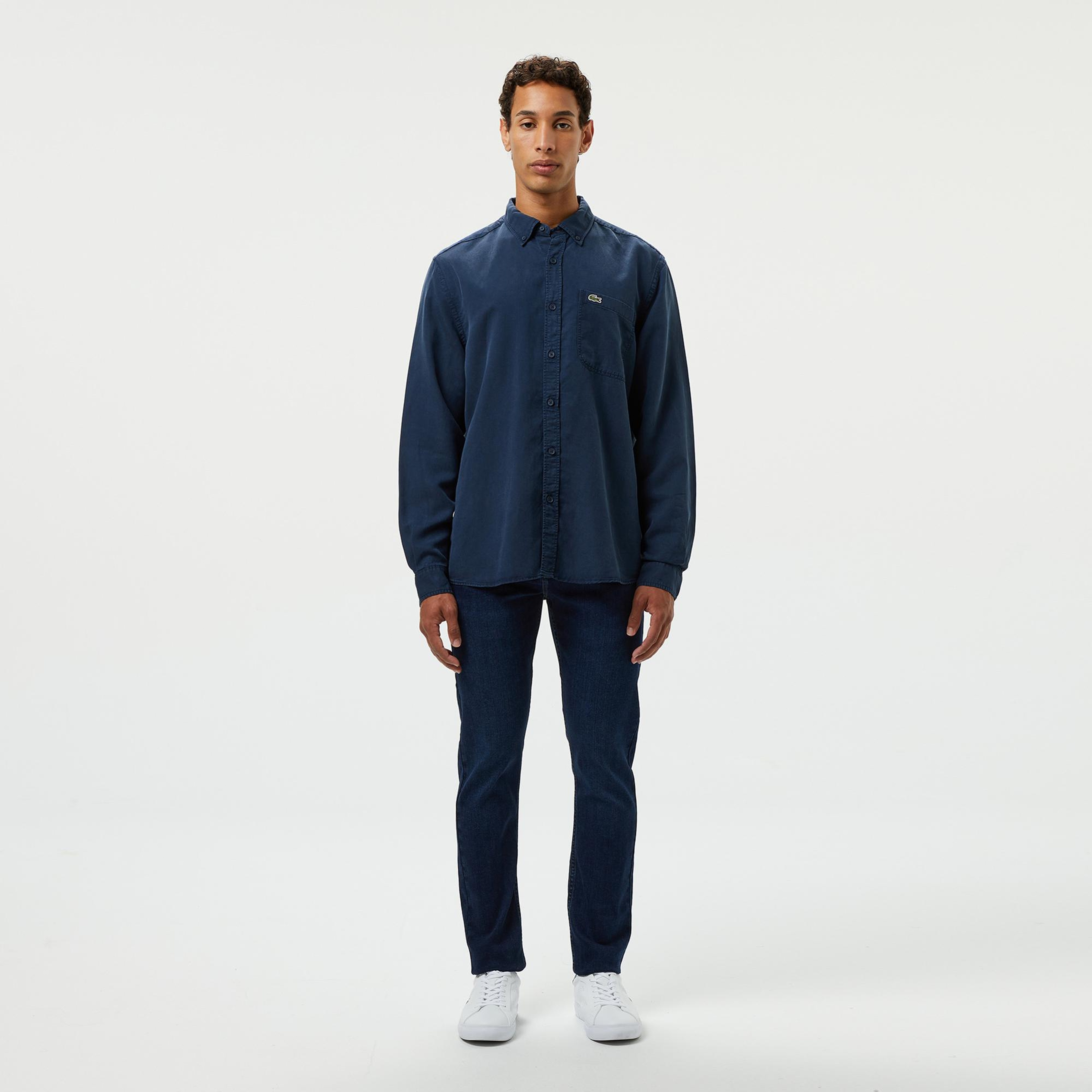 Lacoste Erkek Slim Fit Düğmeli Yaka Lacivert Gömlek