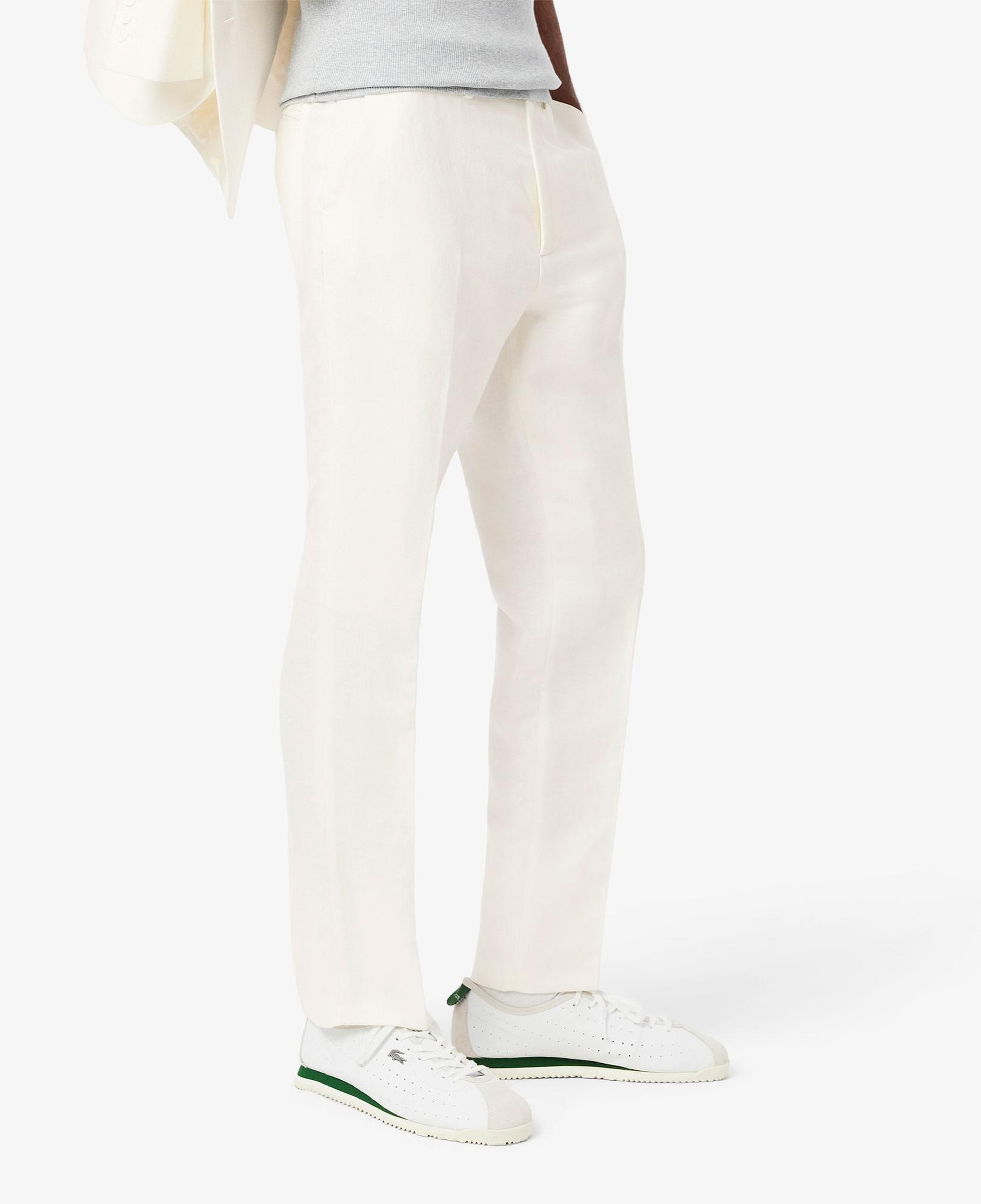 Lacoste Erkek Regular Fit Keten Beyaz Pantolon