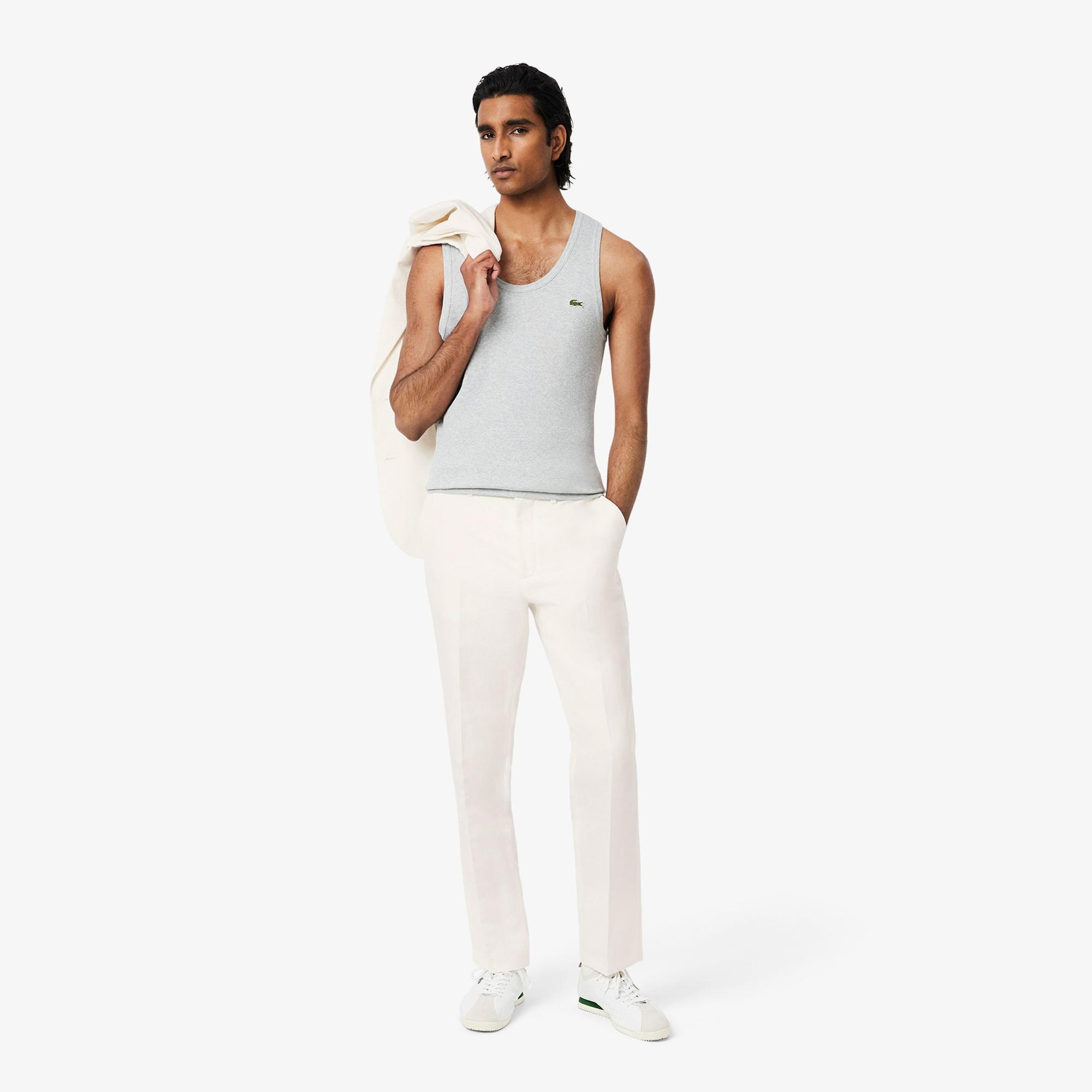 Lacoste Erkek Regular Fit Keten Beyaz Pantolon