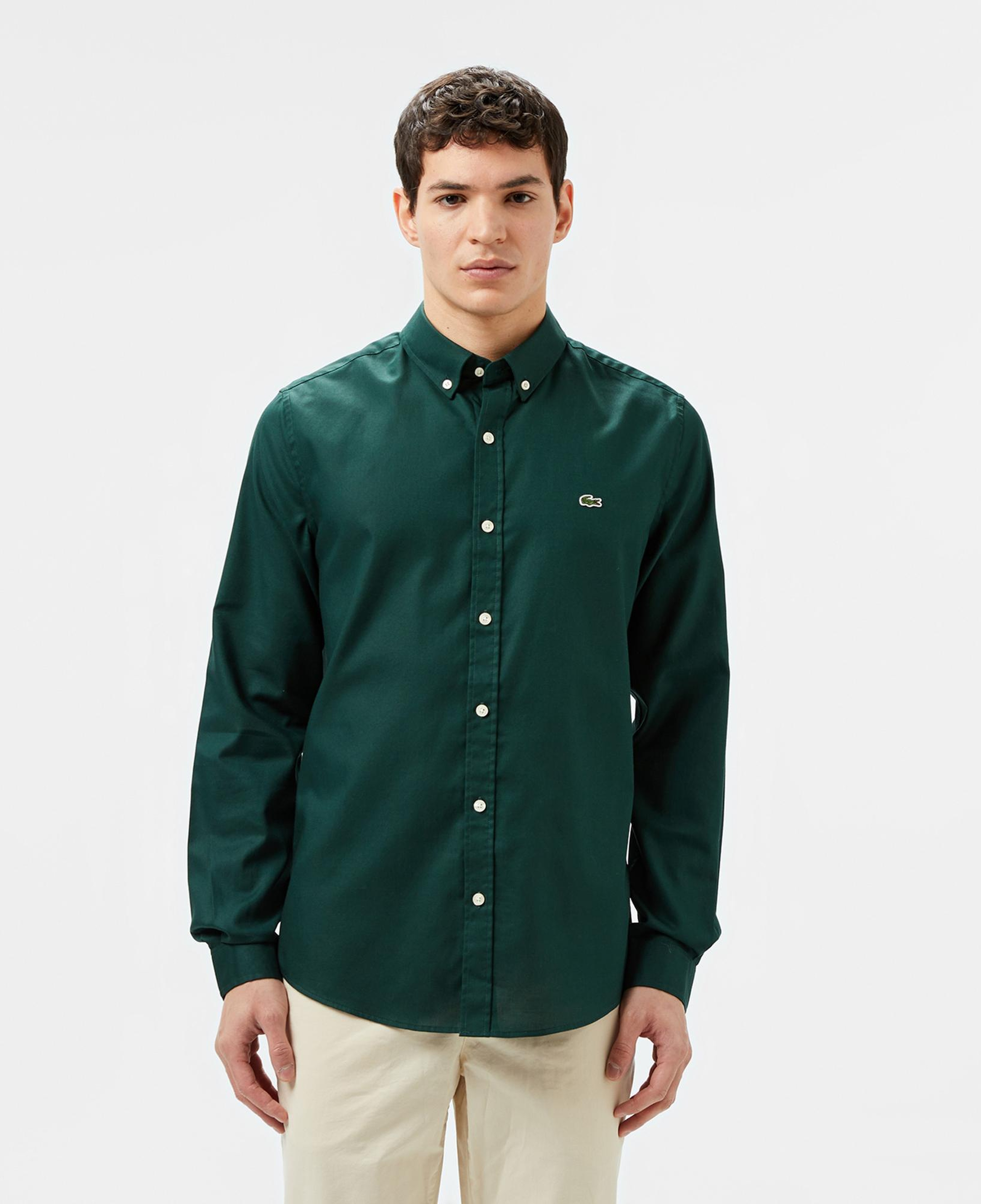 Lacoste Erkek Slim Fit Düğmeli Yaka Koyu Yeşil Gömlek