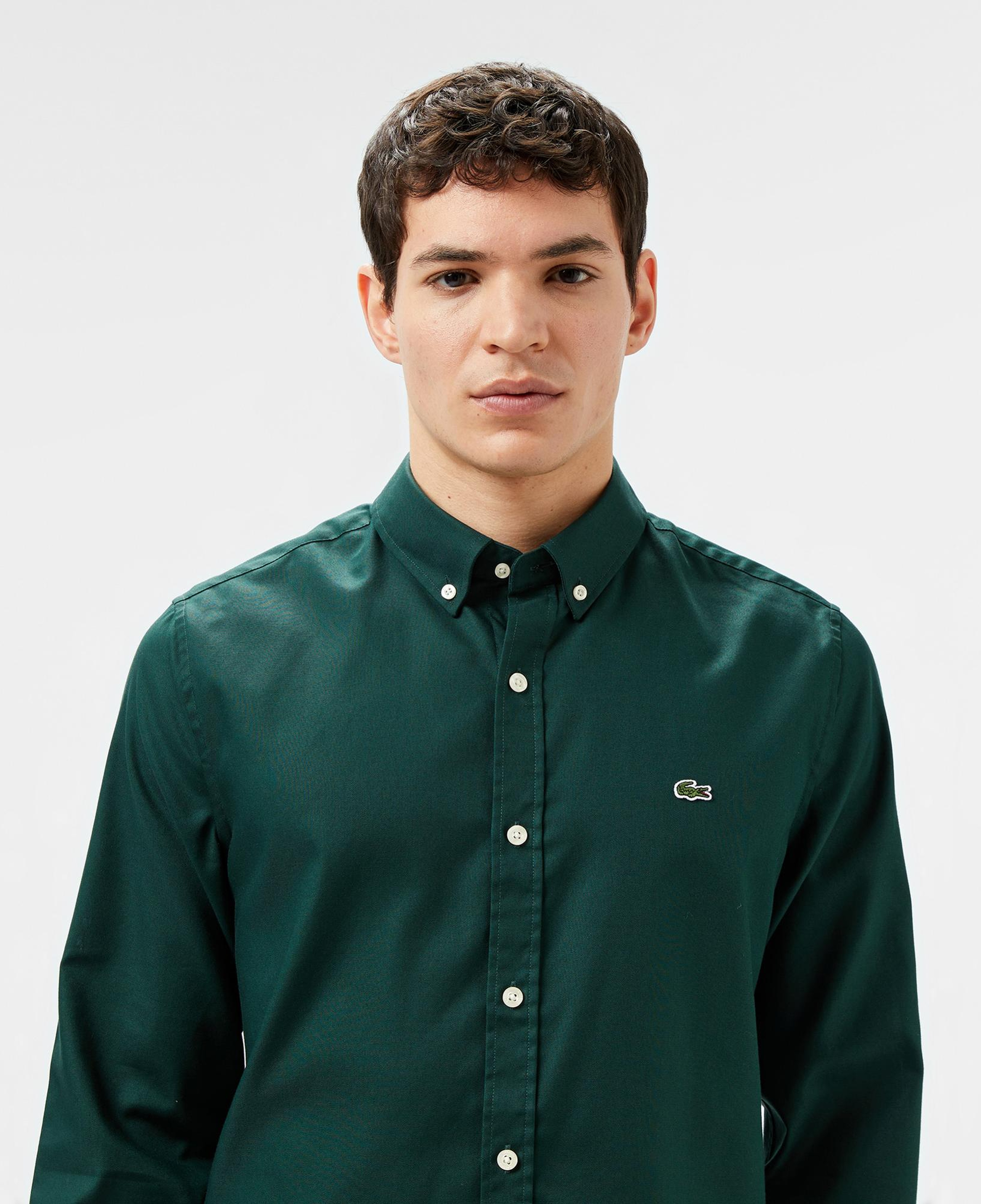 Lacoste Erkek Slim Fit Düğmeli Yaka Koyu Yeşil Gömlek