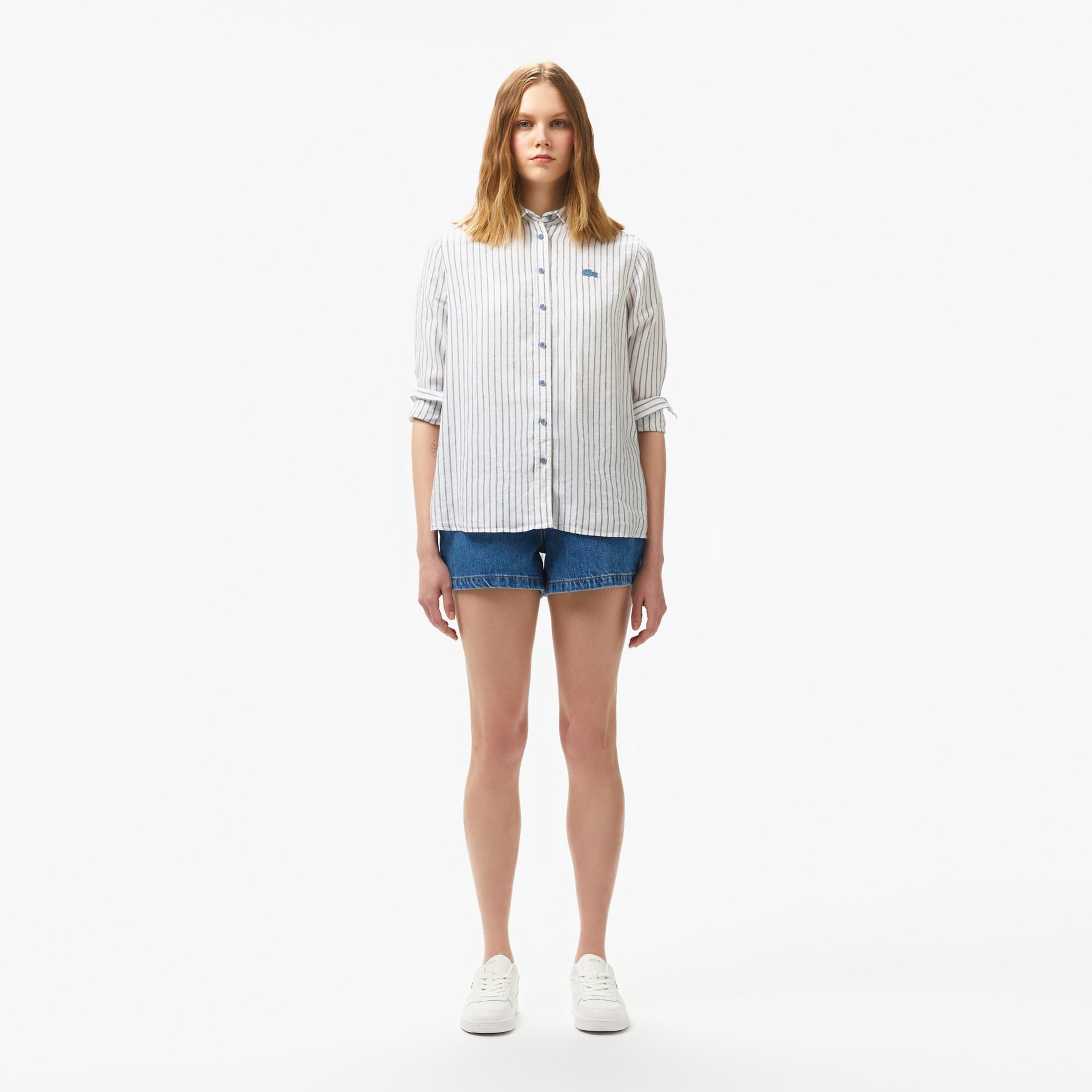 Lacoste Kadın Regular Fit Denim Koyu Mavi Şort