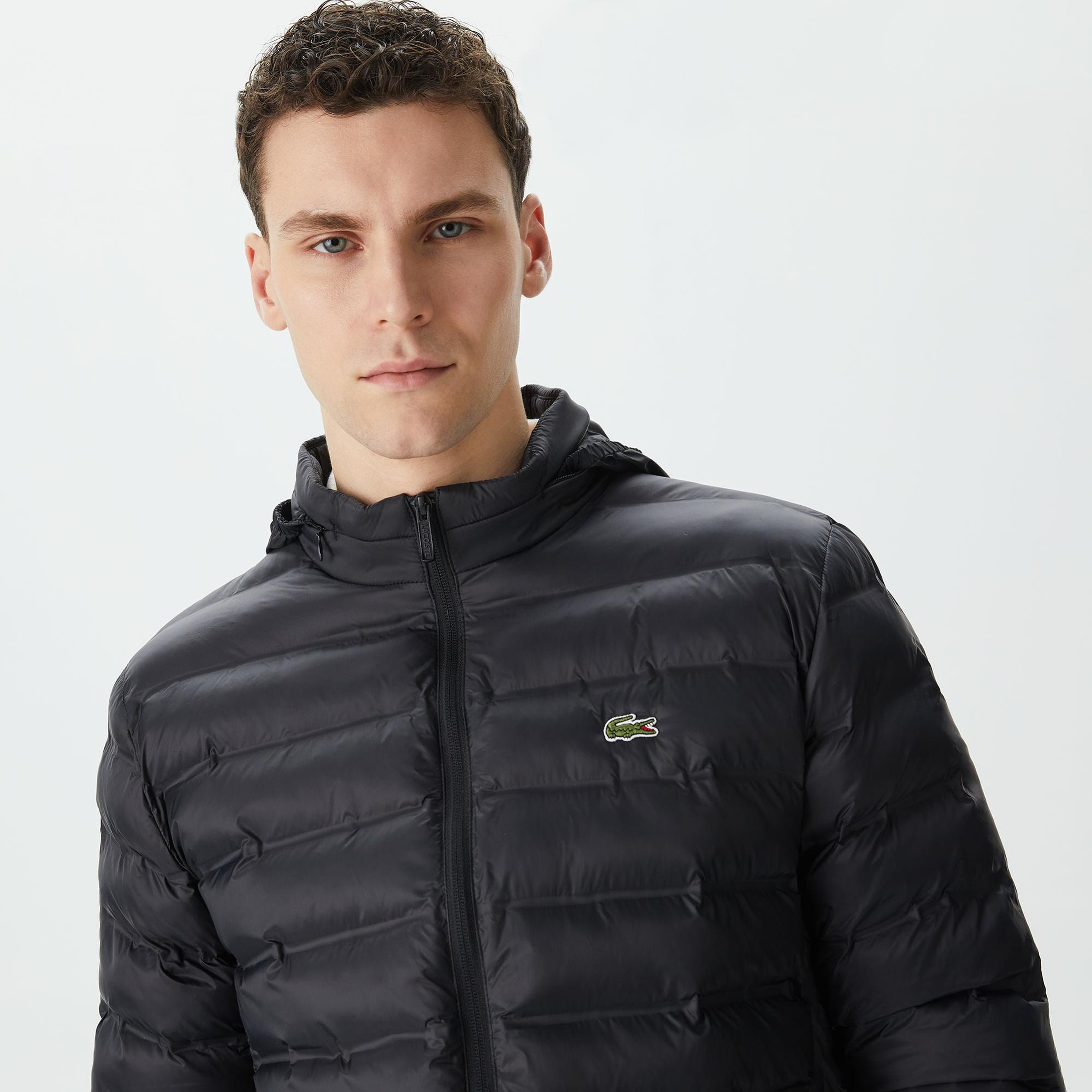 Lacoste Erkek Kapüşonlu Siyah Mont