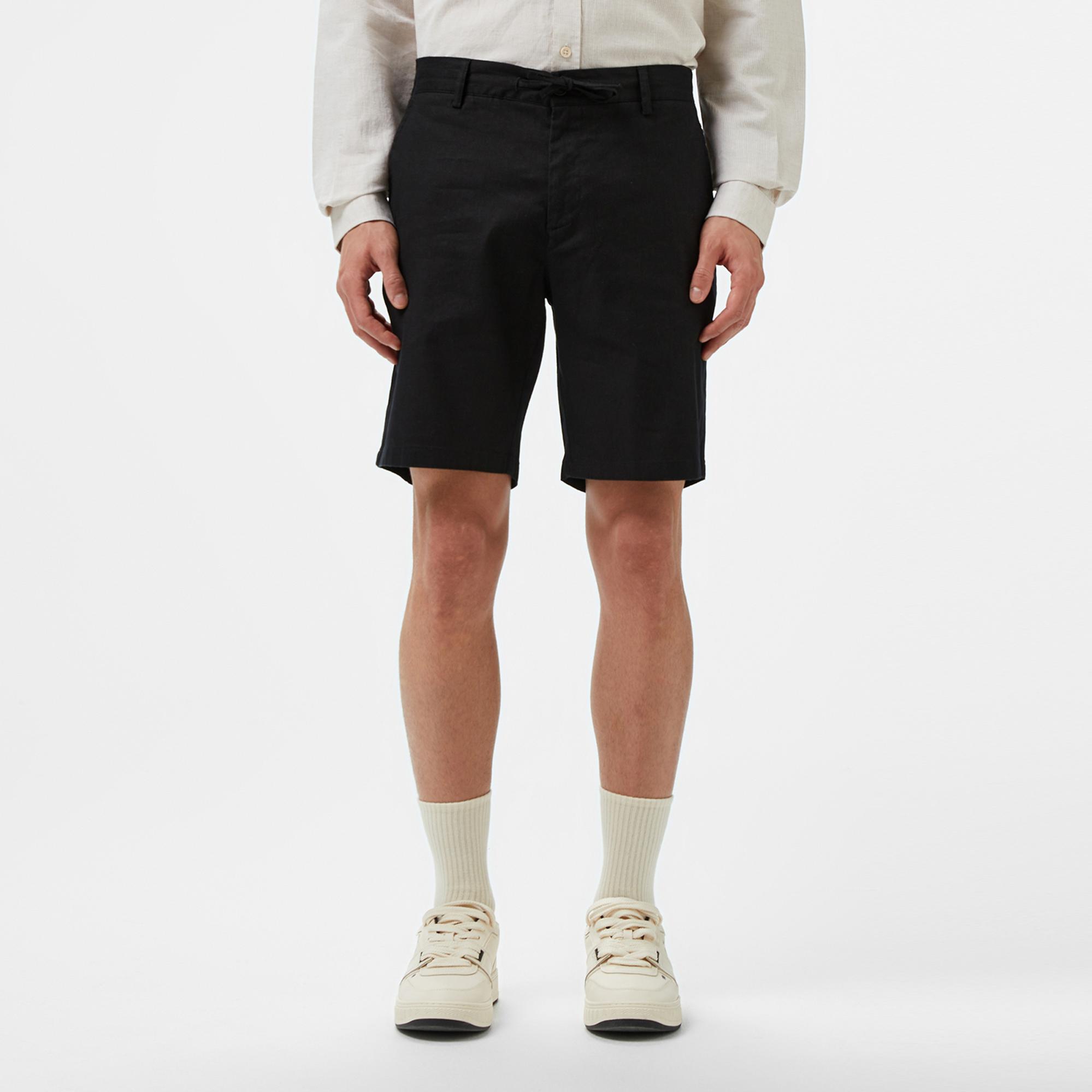 Lacoste Erkek Regular Fit Keten Siyah Bermuda Şort