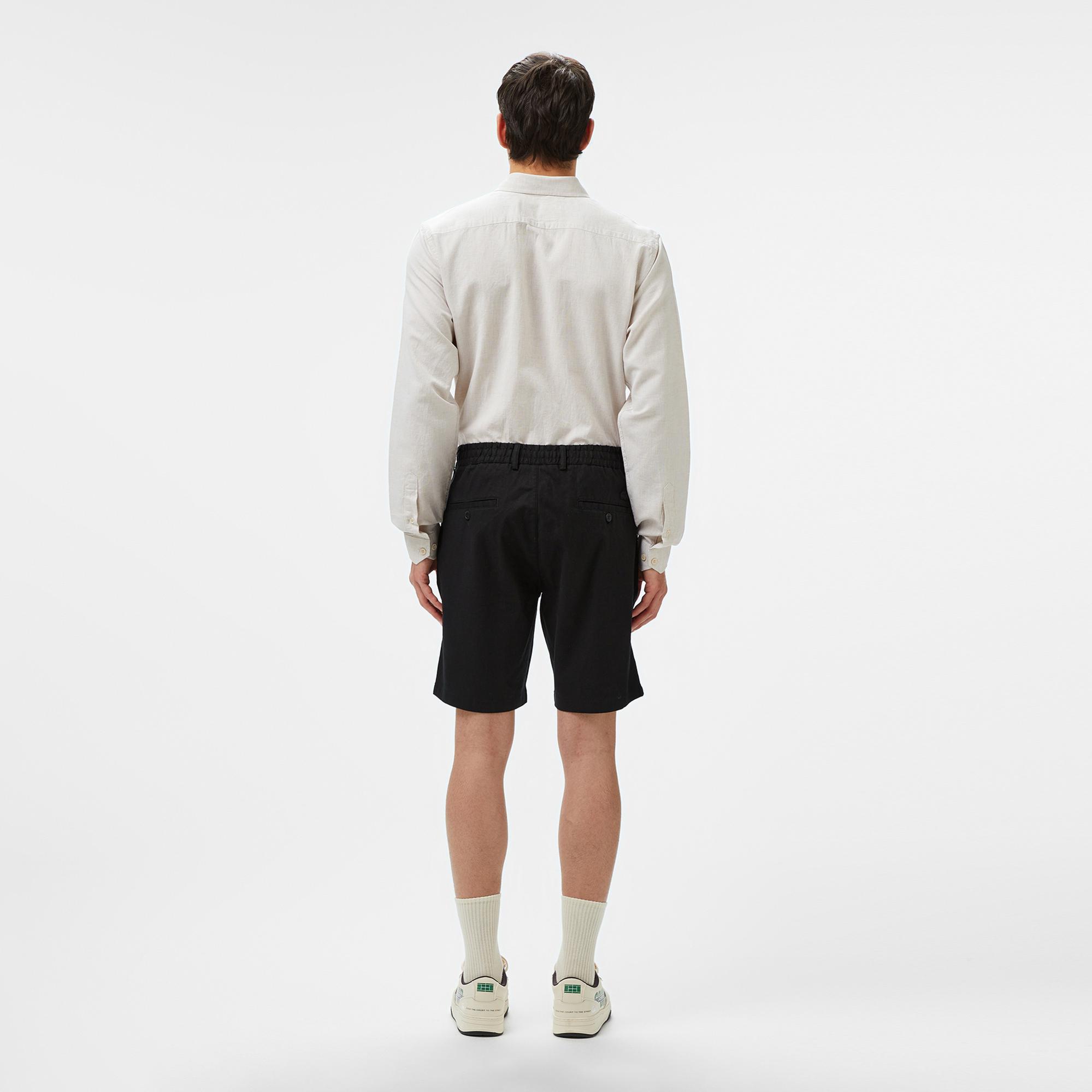 Lacoste Erkek Regular Fit Keten Siyah Bermuda Şort