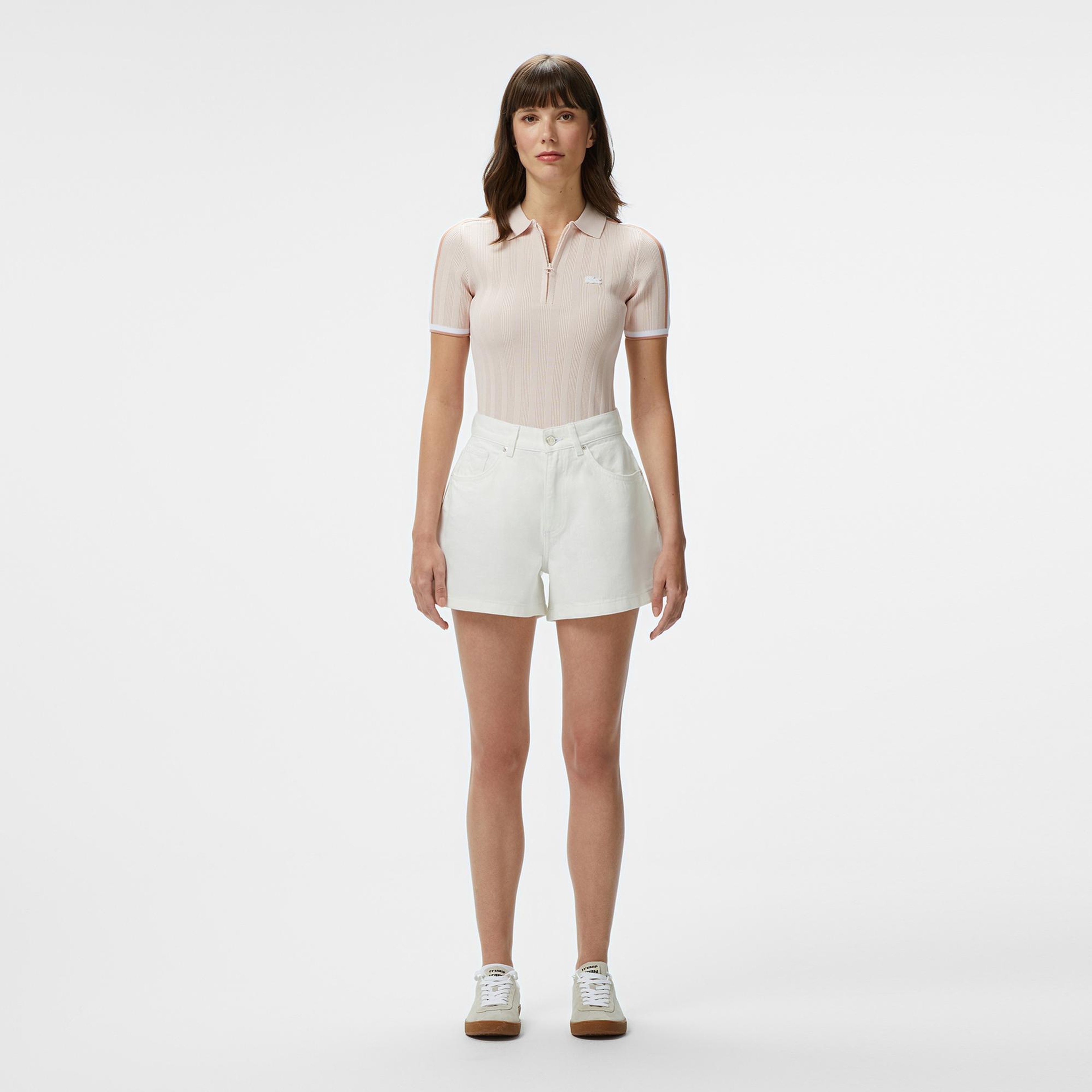 Lacoste Kadın Regular Fit Denim Beyaz Şort